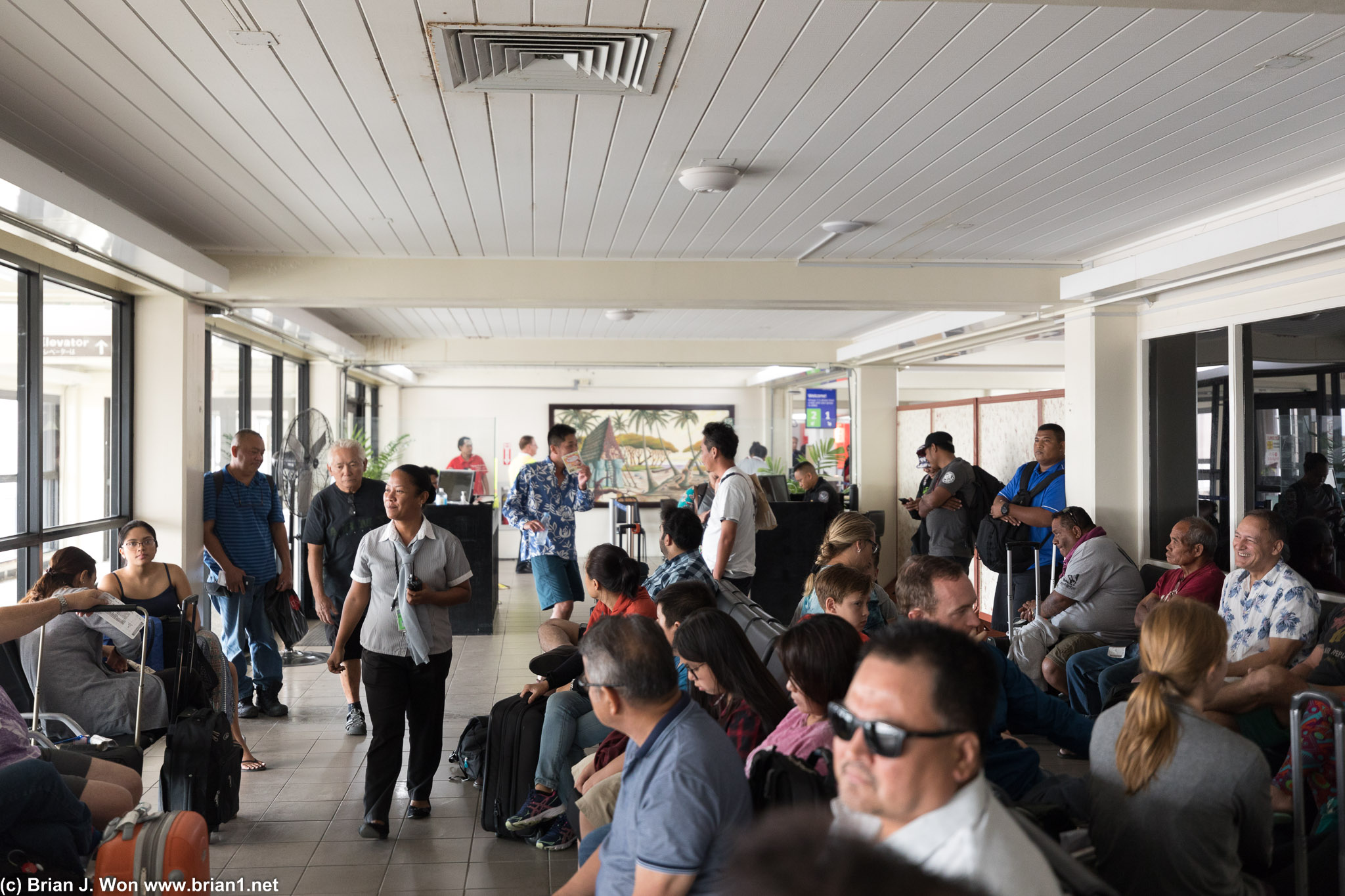 Boarding area inside Saipan International Airport.
