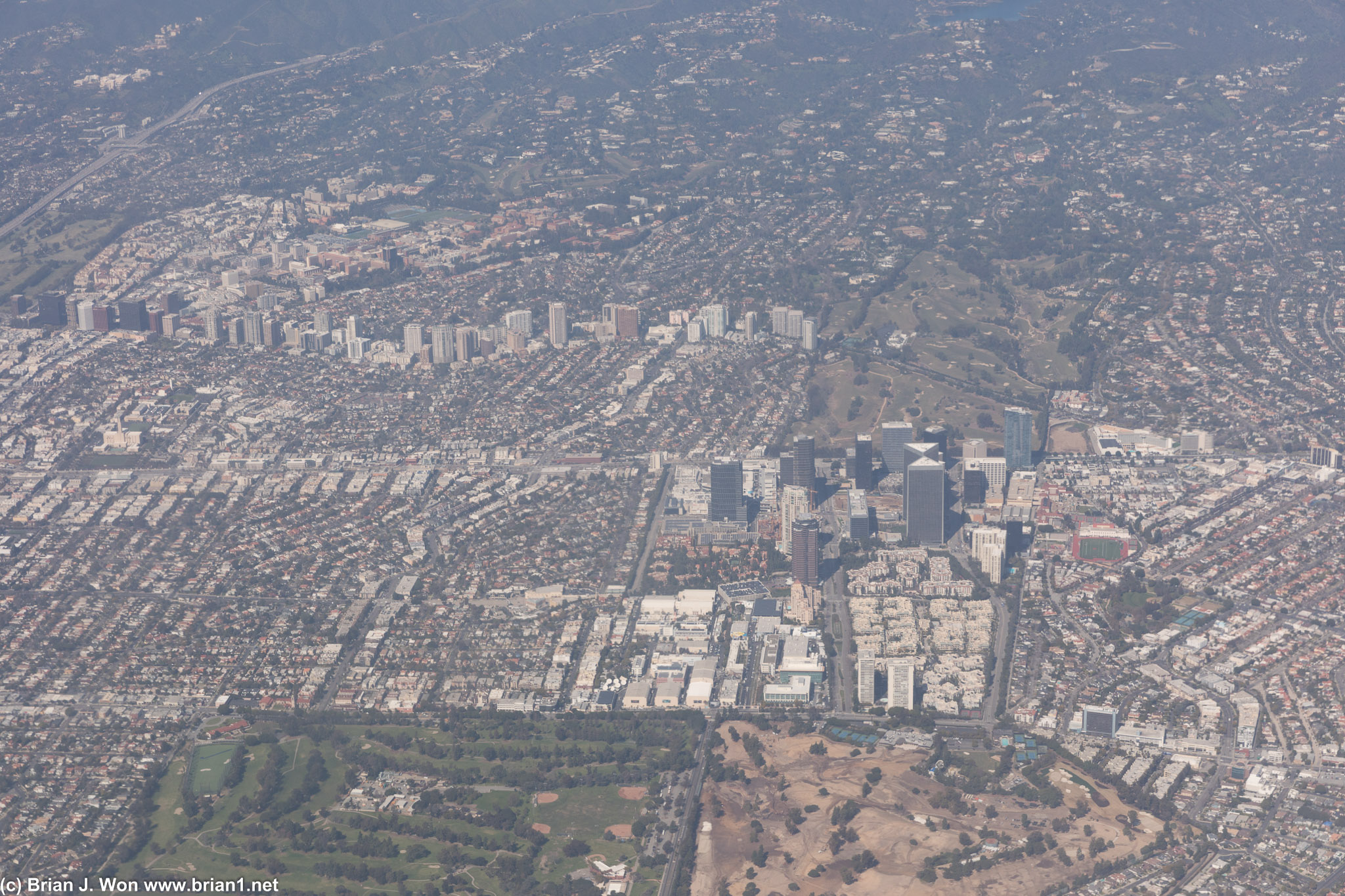 UCLA to the left, Century City to the right.