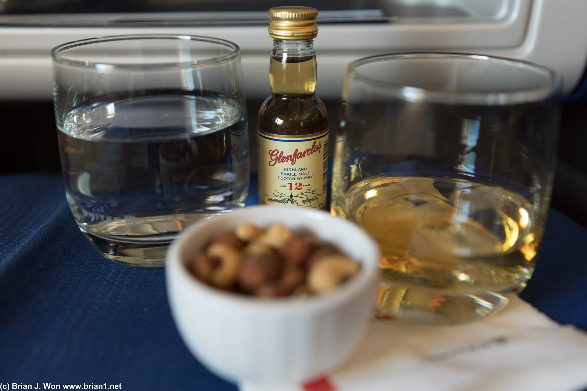 Scotch and warm nuts.