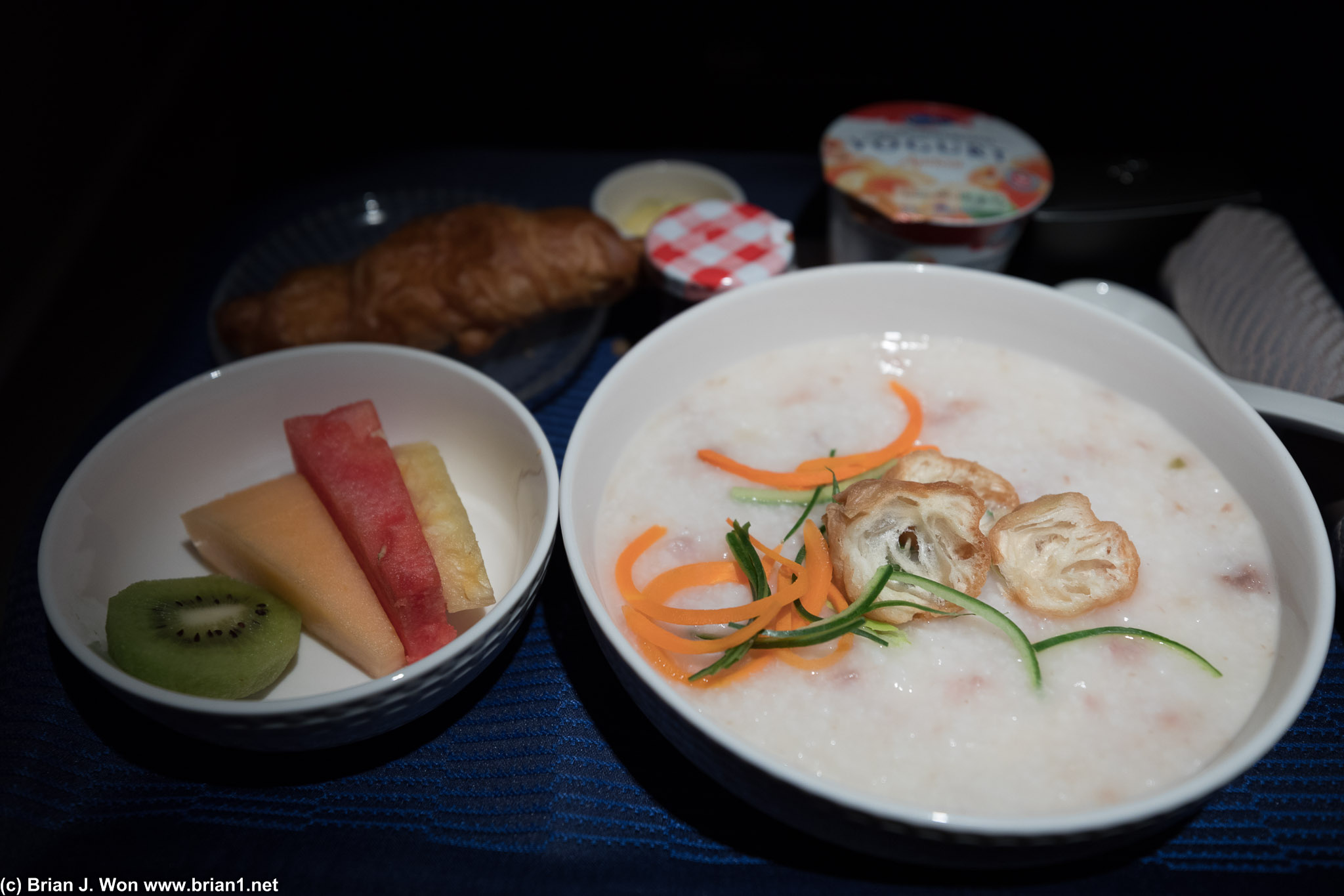 Jook (congee) with beef. Kind of bland.