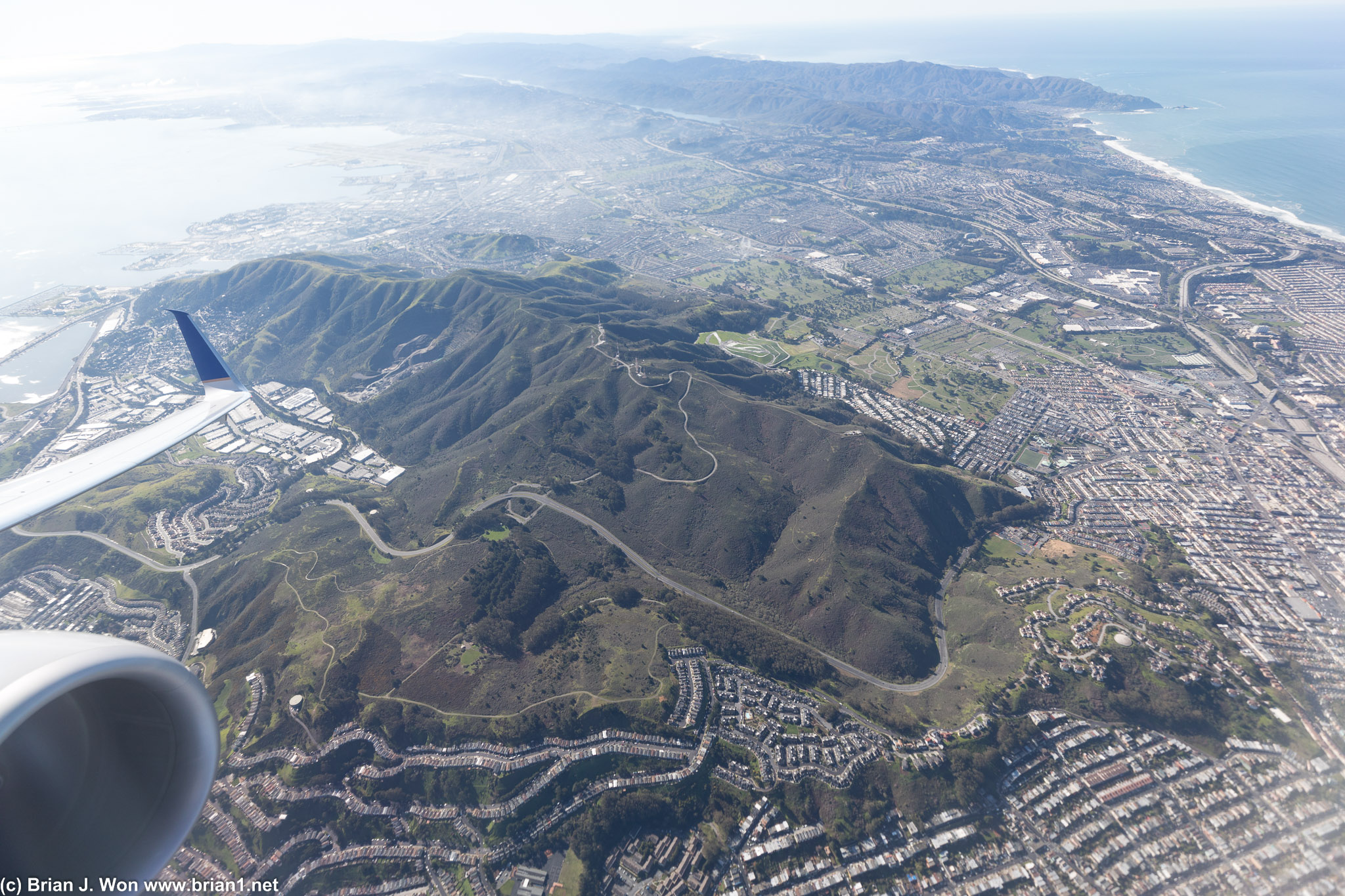 Starting to turn west over San Bruno Mountain.