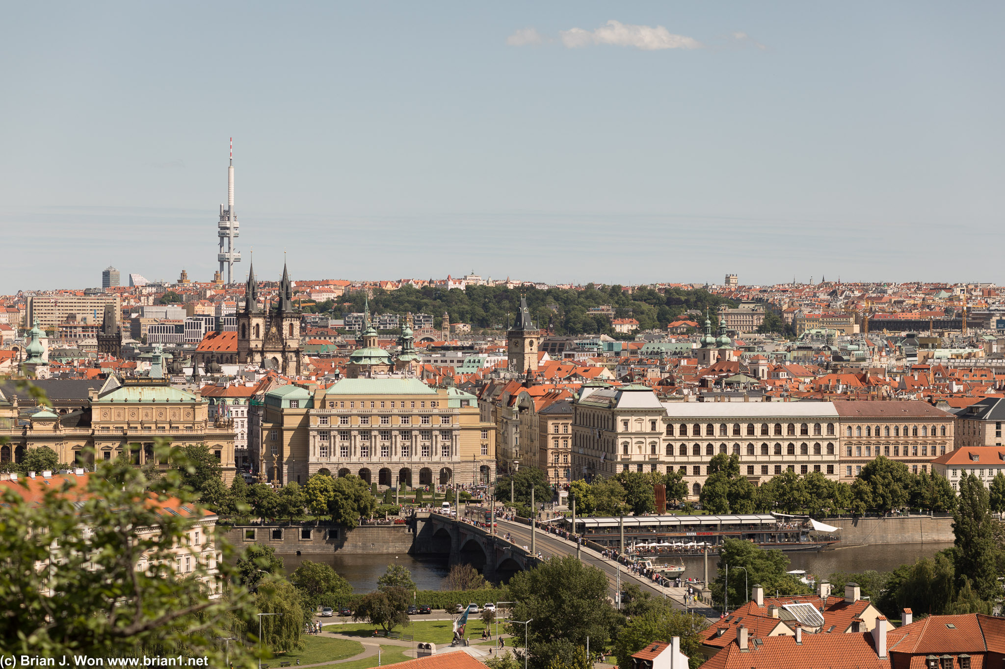 Looking southeast at old town Prague.