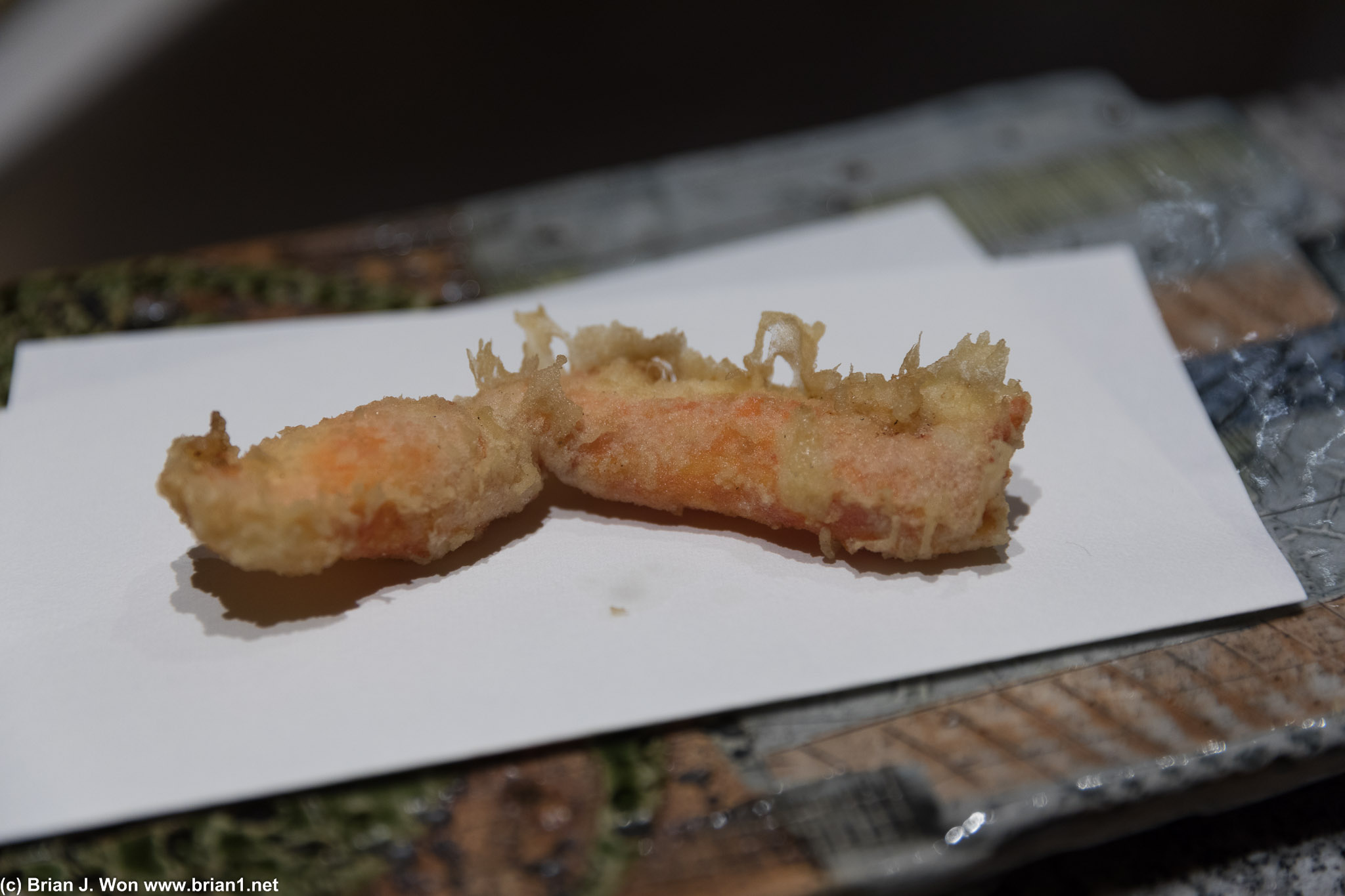 Snow crab. Again not an ideal tempura item, absorbs too much oil.