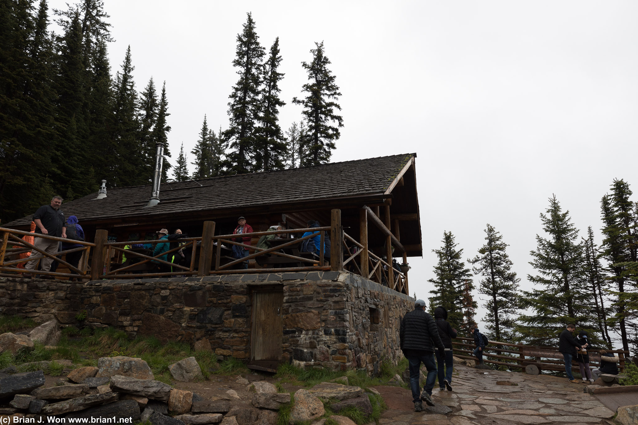 Lake Agnes tea house is packed. There's a wait.