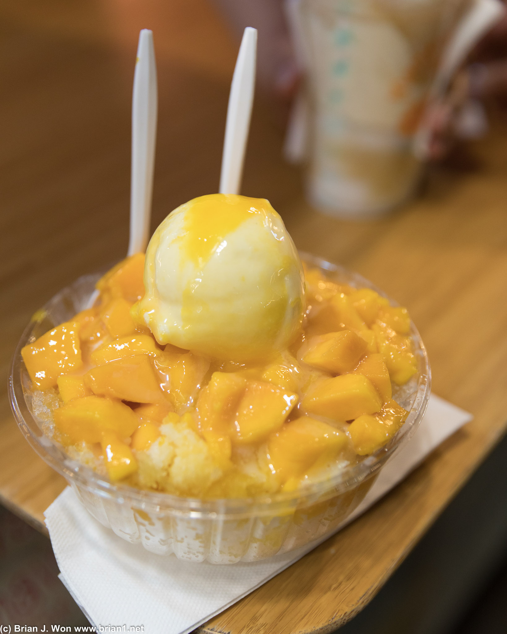 Mango Yummy's mango + ice cream shaved ice. Sized for two. I ate it all anyway. #oink