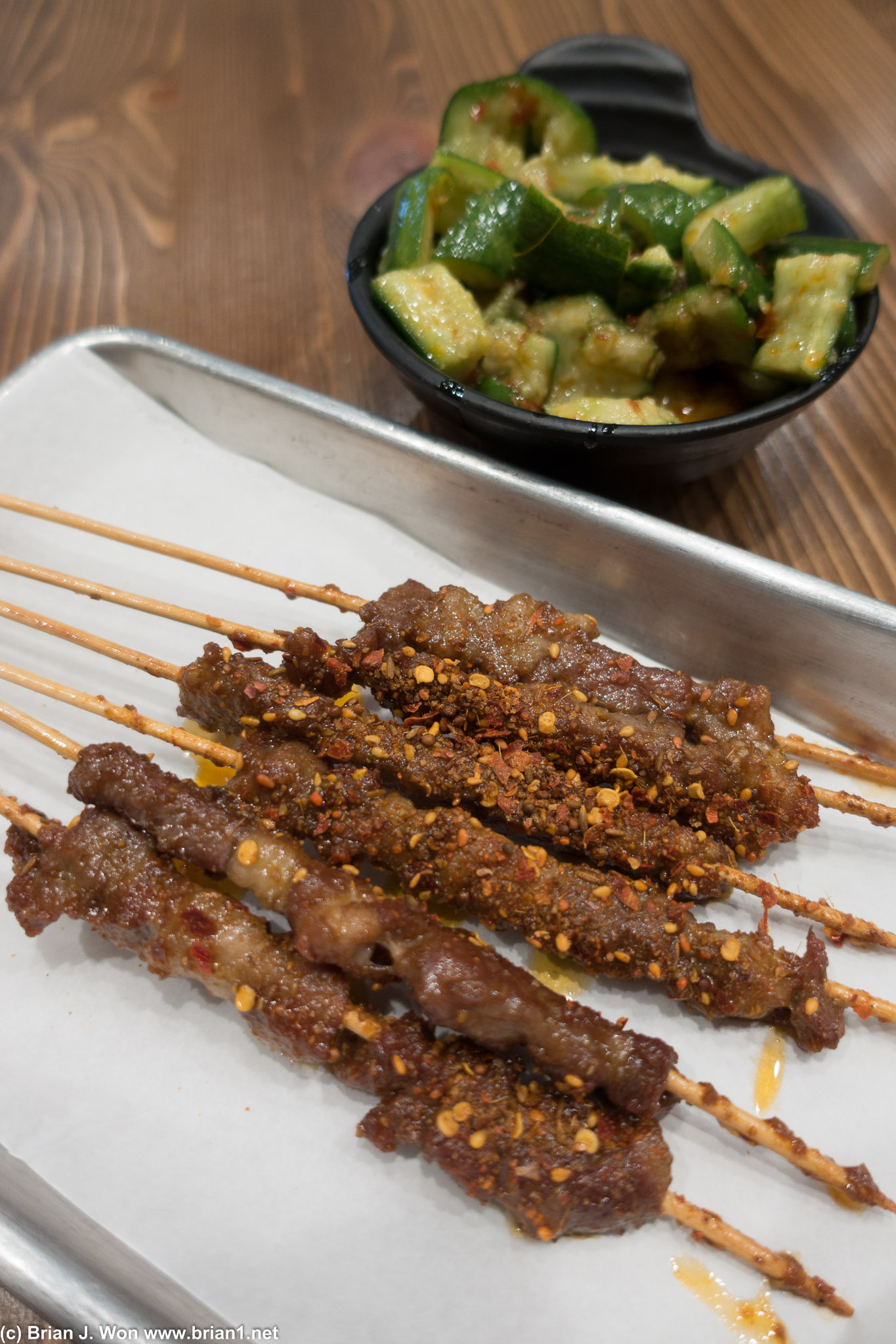 Lamb skewers are still just passable. Cold cucumber isn't bad, just like the other location.