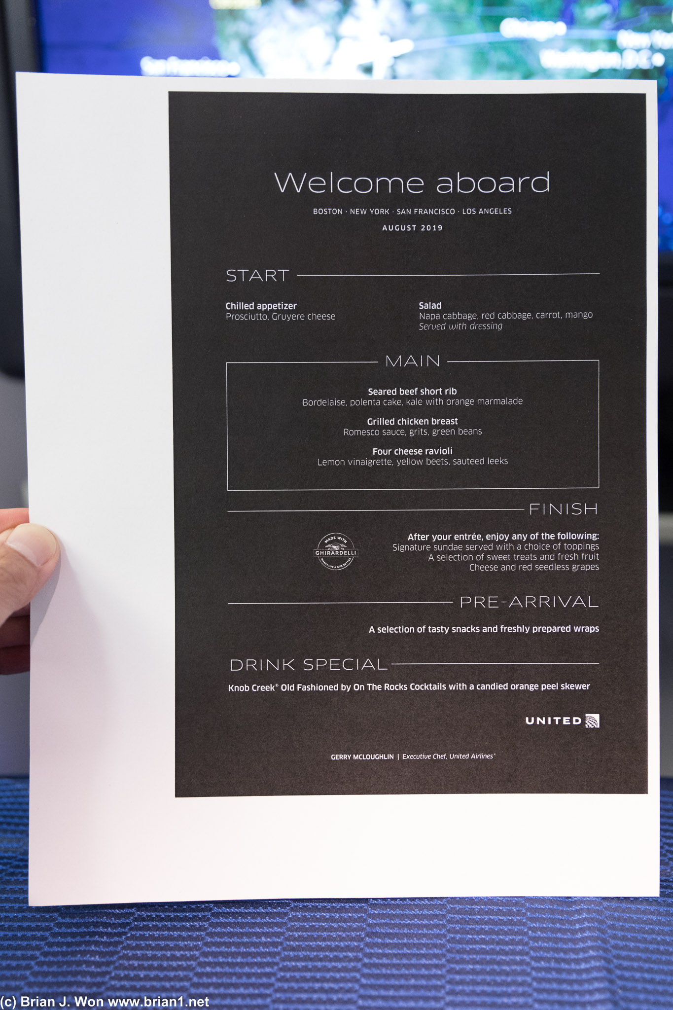 Can United not even order menus on the correct size paper?