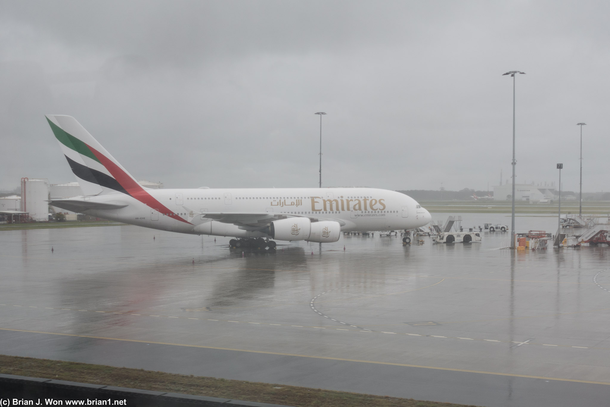 A third Airbus A380 for the day, this time at BNE.