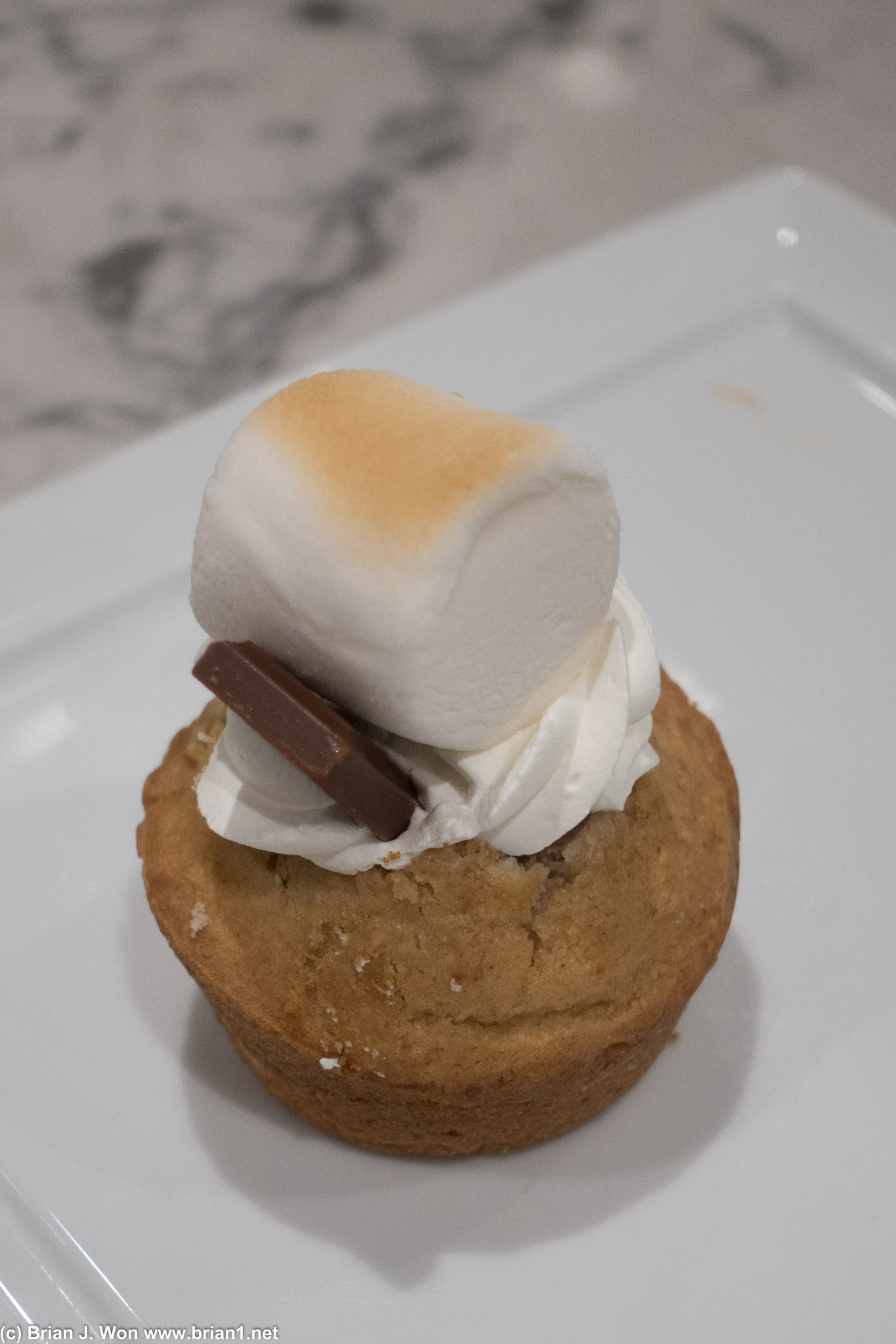 S'mores cupcake at the United Polaris Lounge LAX.