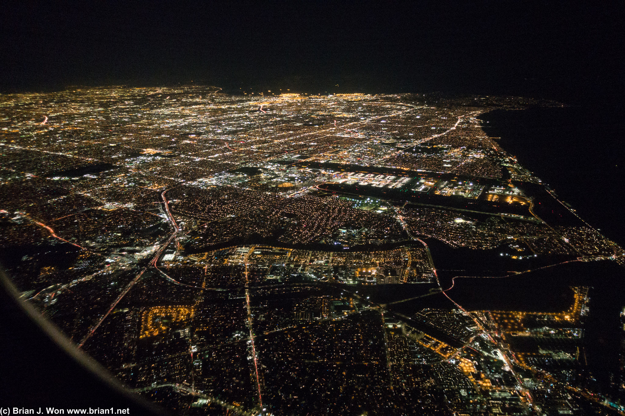 Nighttime approach to LAX.