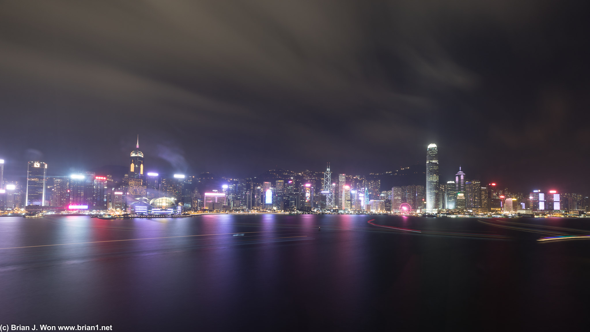 Nighttime view of Victoria Harbour.