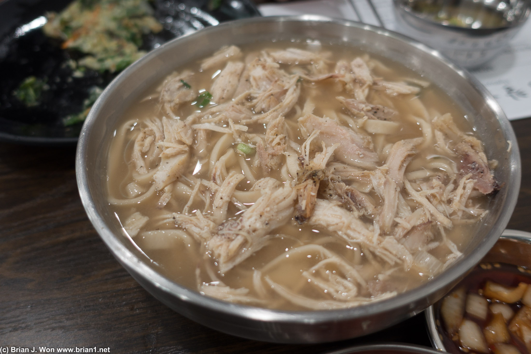 Kalguksu, Korean knife-cut noodle soup. This is with chicken.