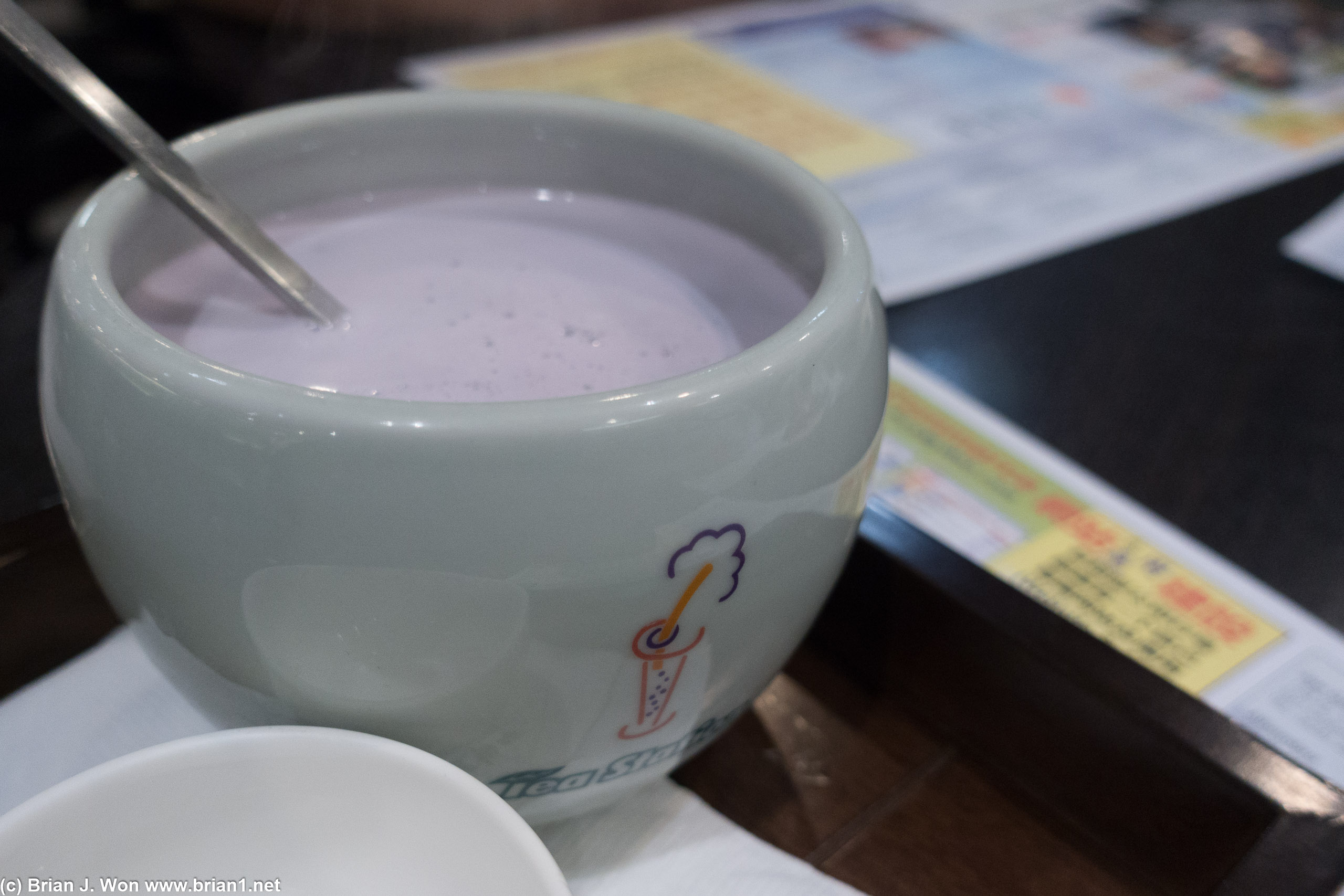 Taro milk tea, hot.