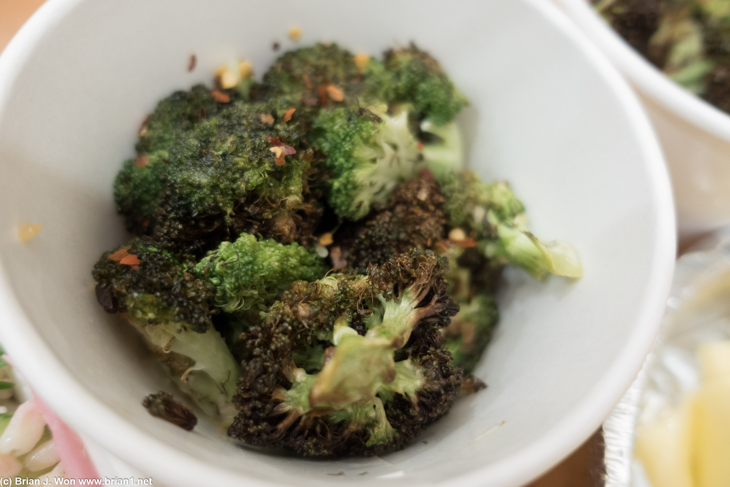 Broccoli was marveously seasoned and cooked.