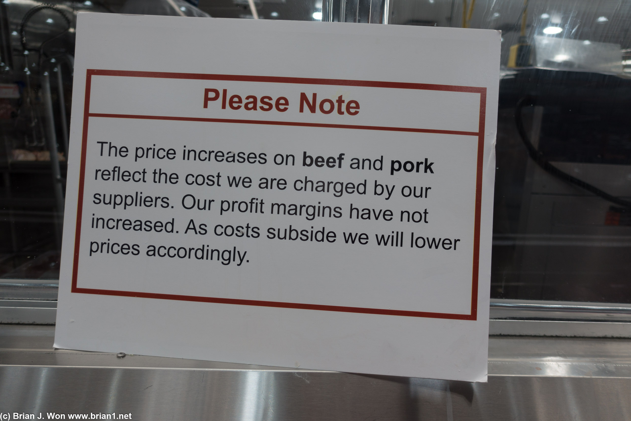 Prices up due to higher costs.