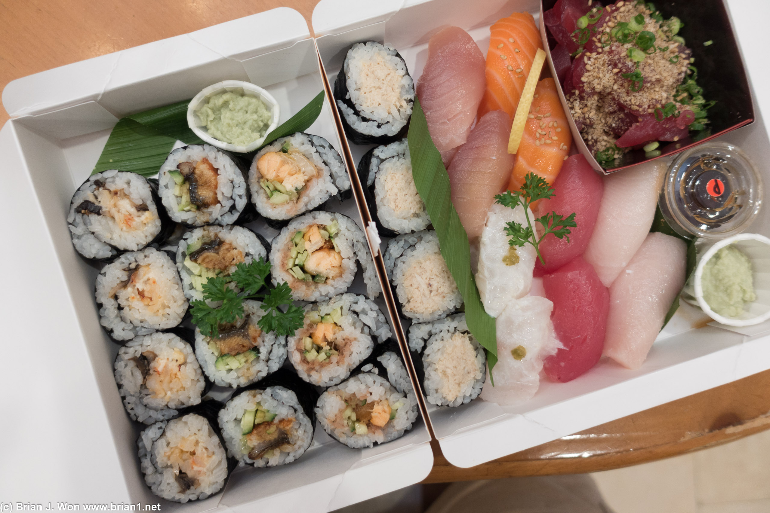 Hiko Sushi's double nigiri set plus cooked roll set.