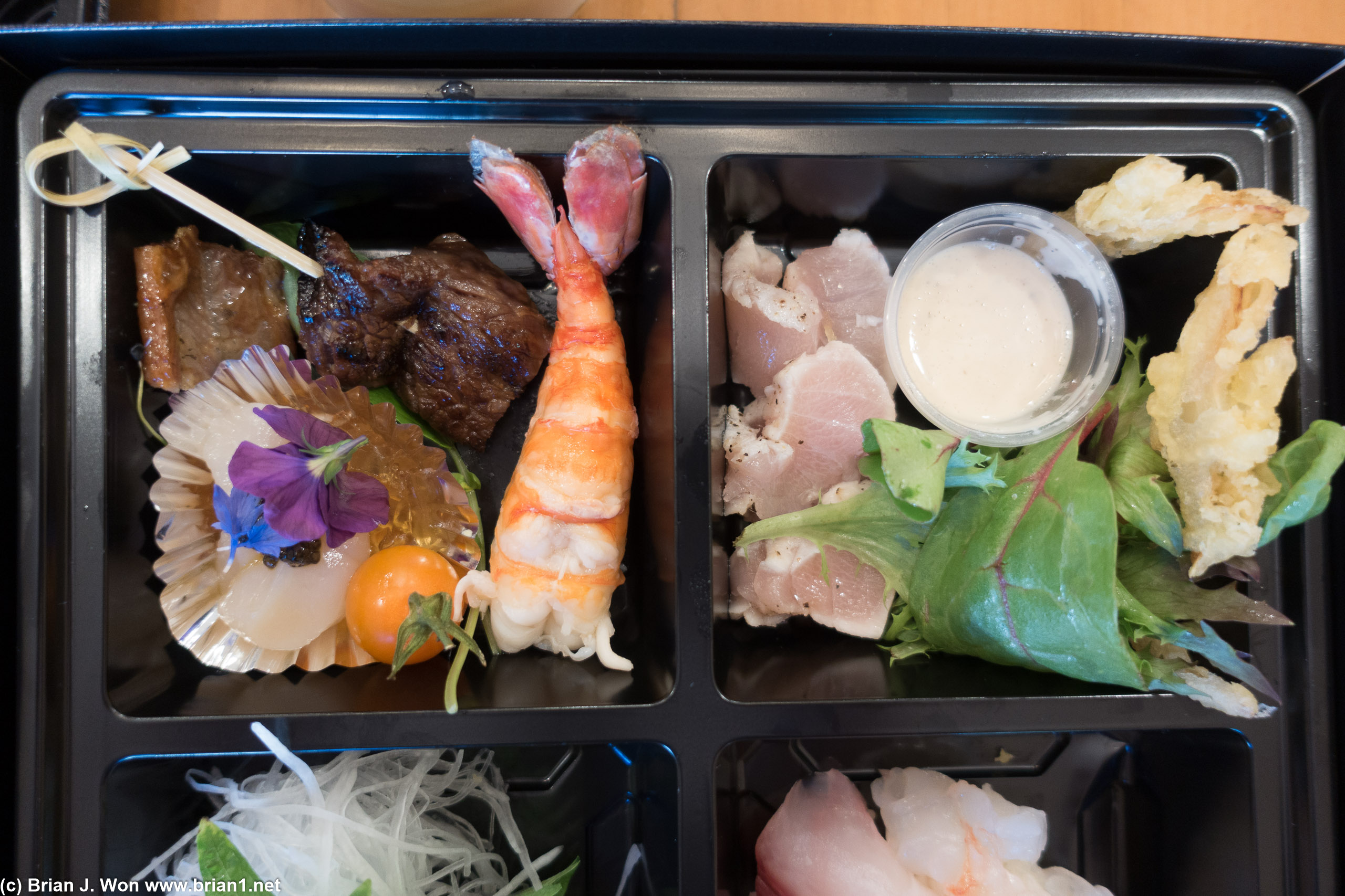 Sashimi salad at right.