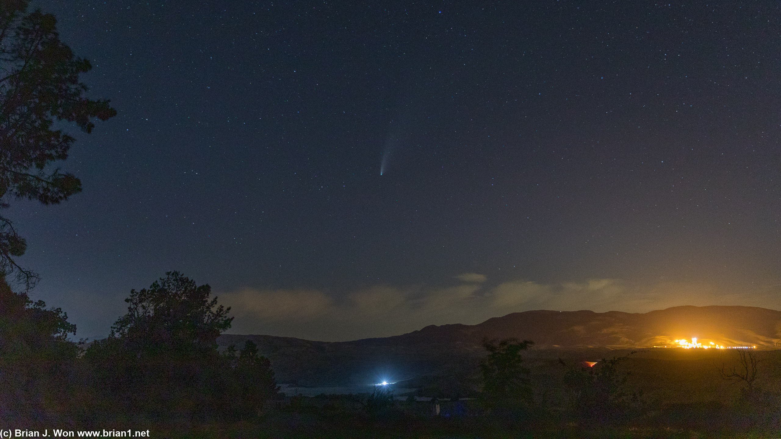 Comet Neowise over the National Cement Quarry and Quail Lake.