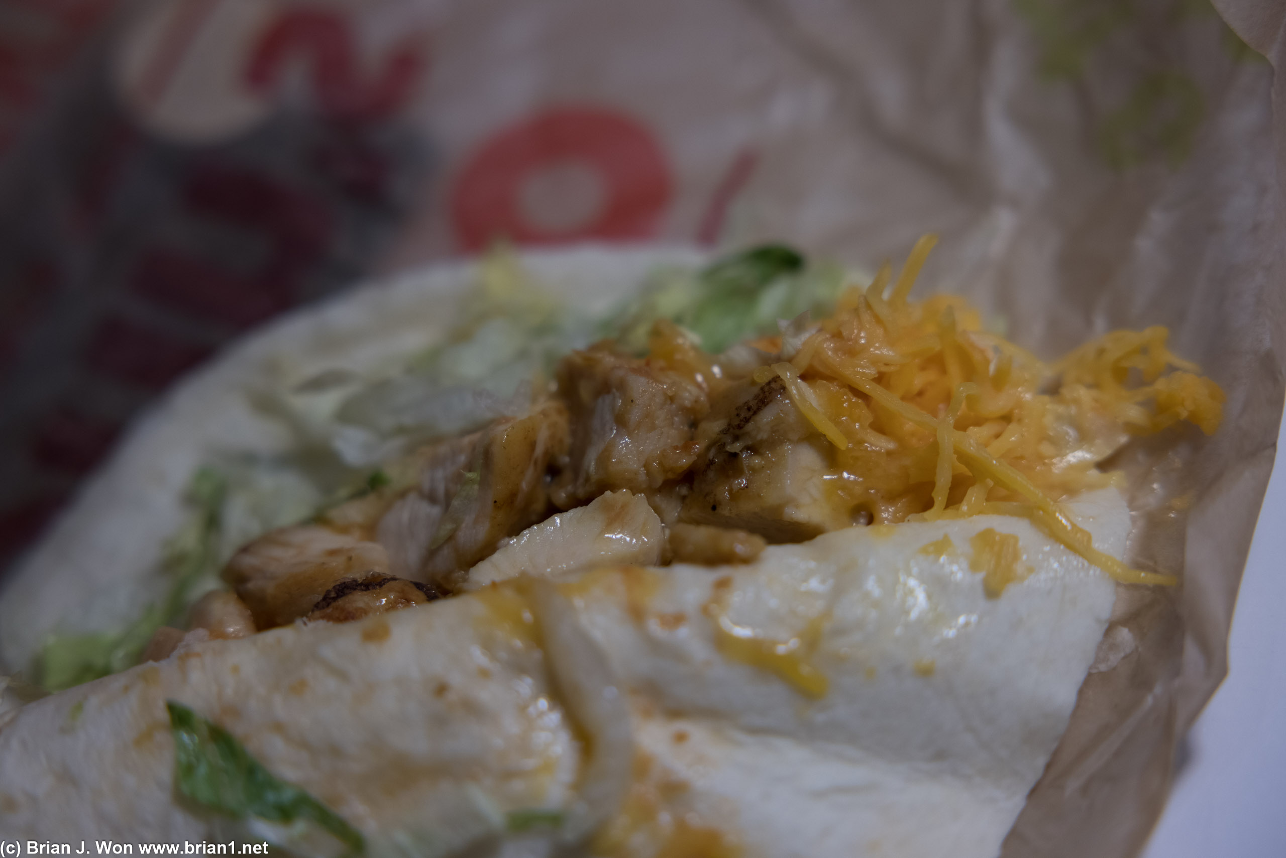 Chicken taco was better than the beef but still flavorless.