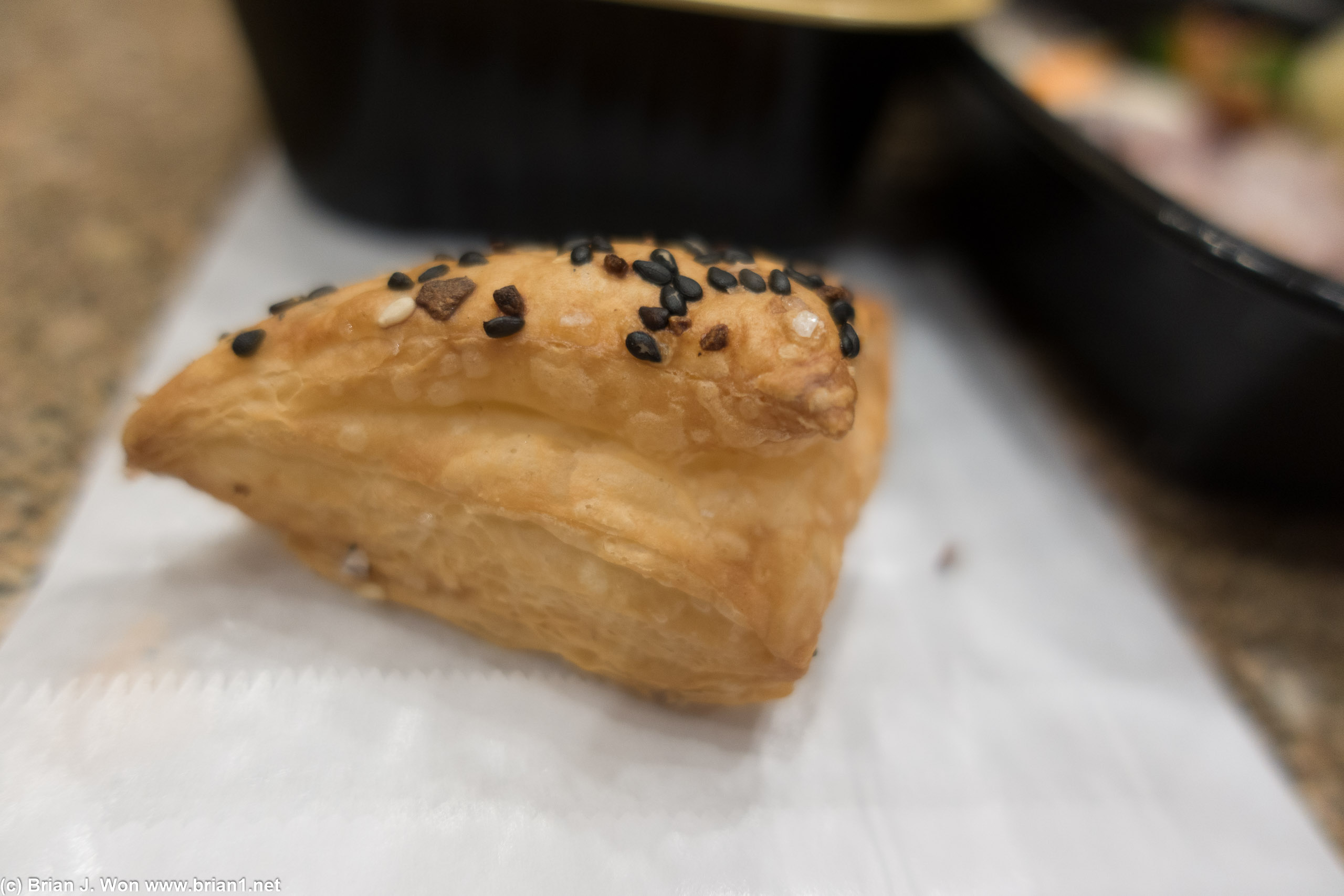 Black sesame puff pastry. Quite mild, meant for the soup.