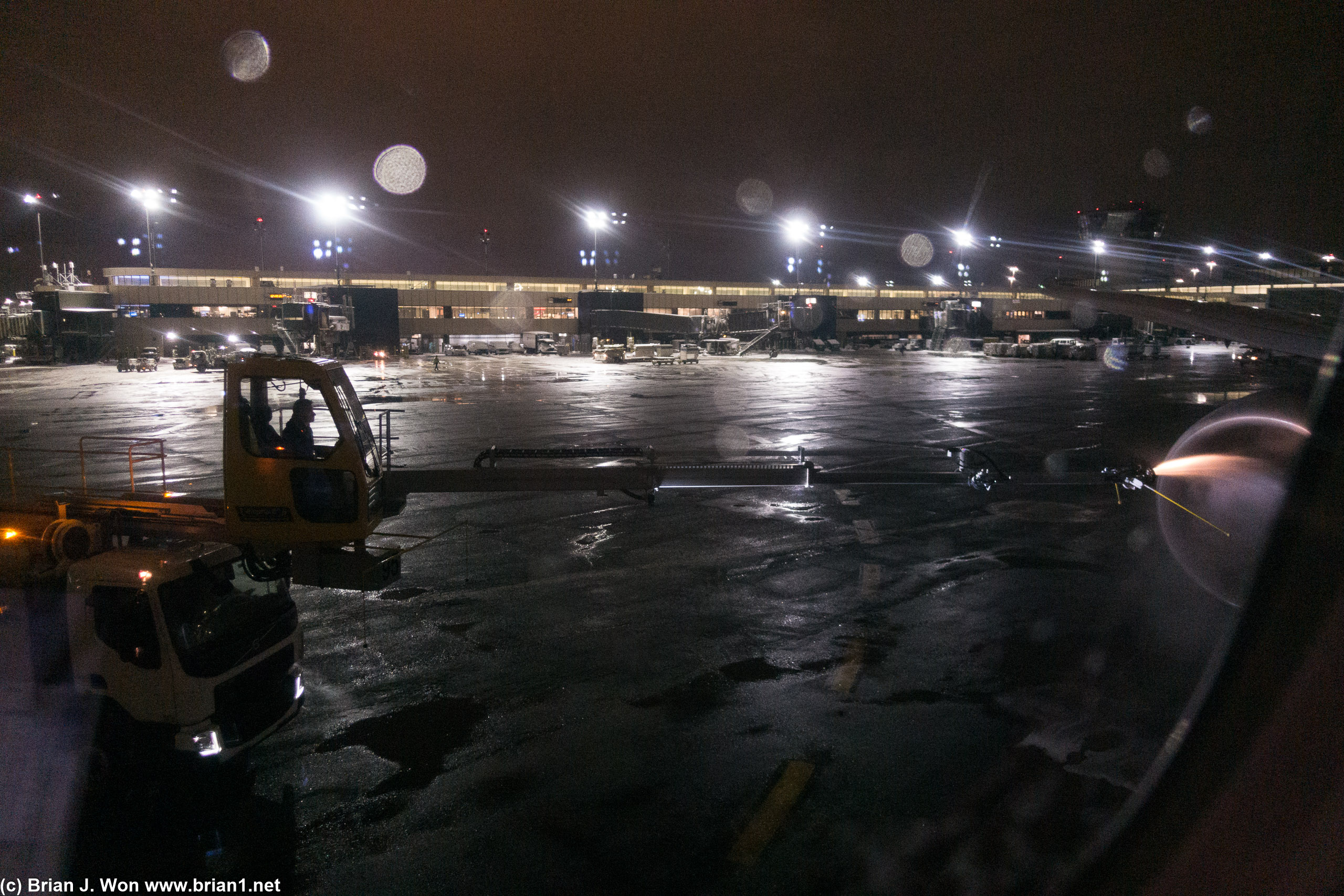 De-icing the engines at the gate.