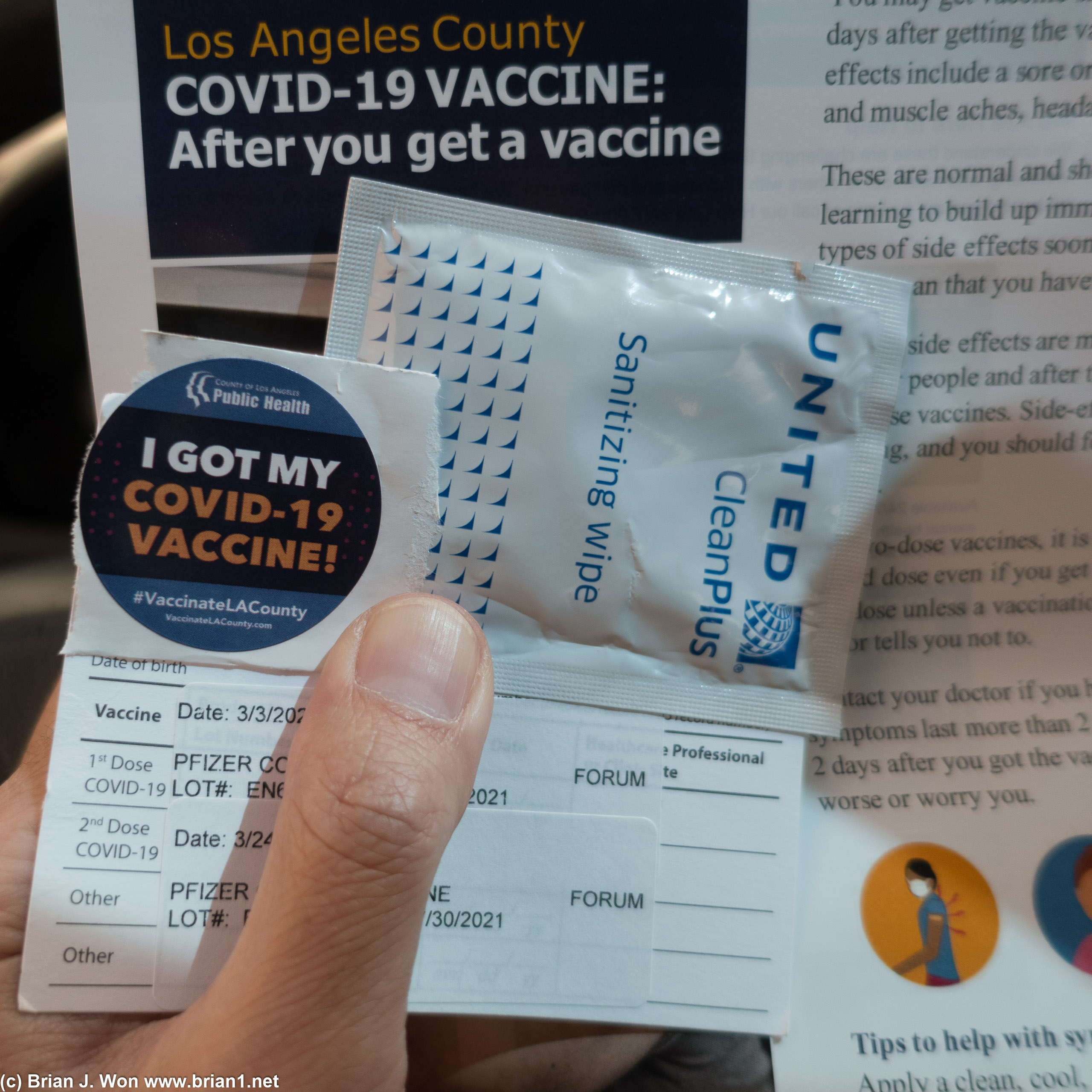 "After you get a vaccine" handout is new.