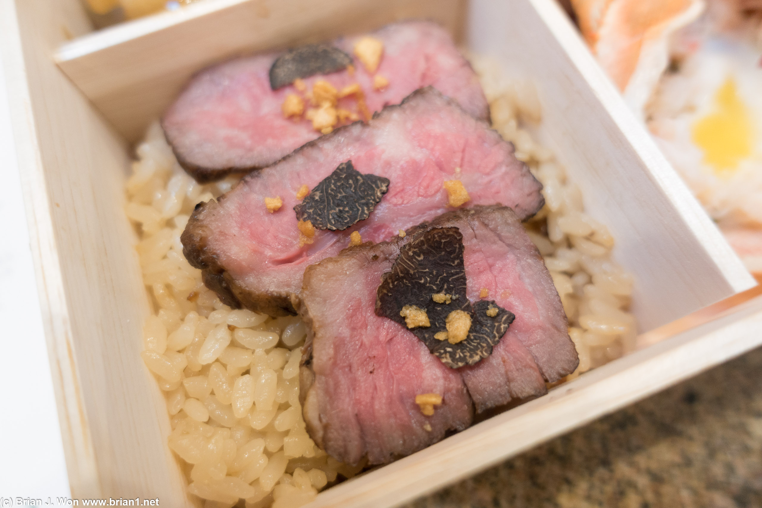 American waygu over butter soy rice.
