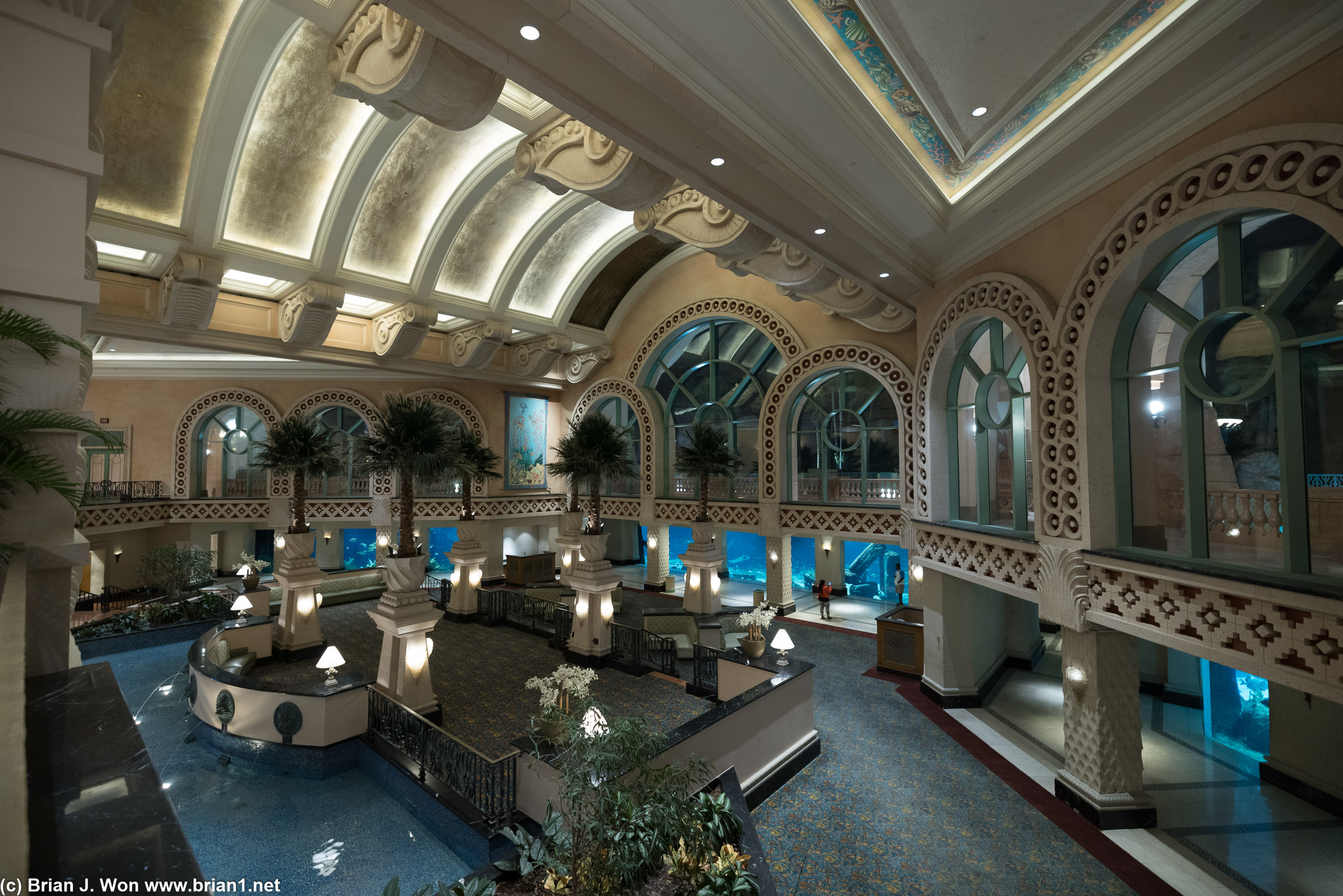 Nighttime inside Atlantis Bahamas.