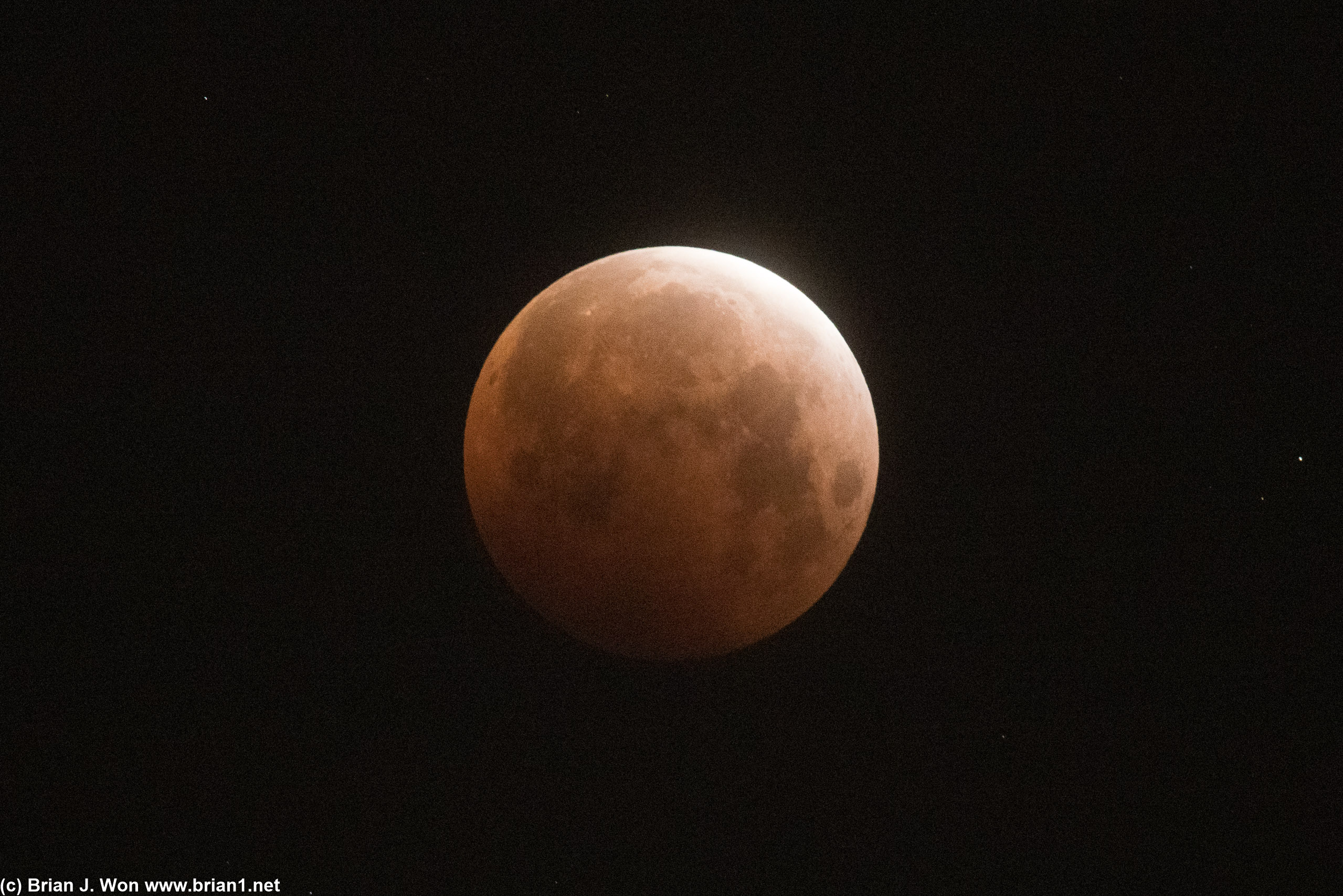 Total lunar eclipse has just hit peak totality.