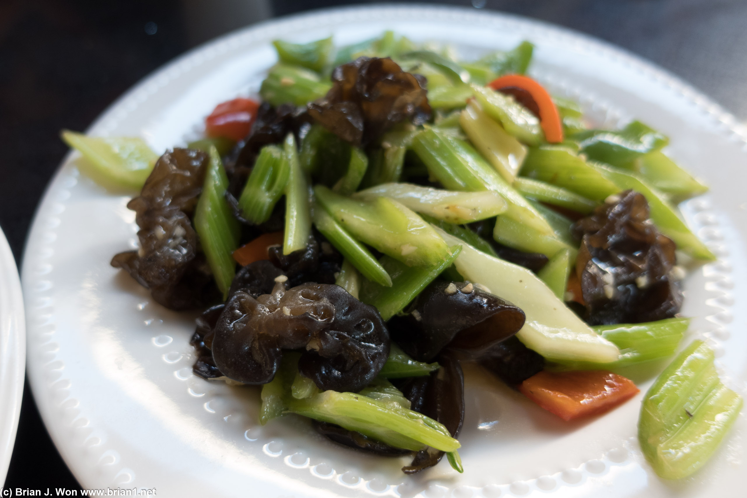 Black fungus and celery. A tad too salty.