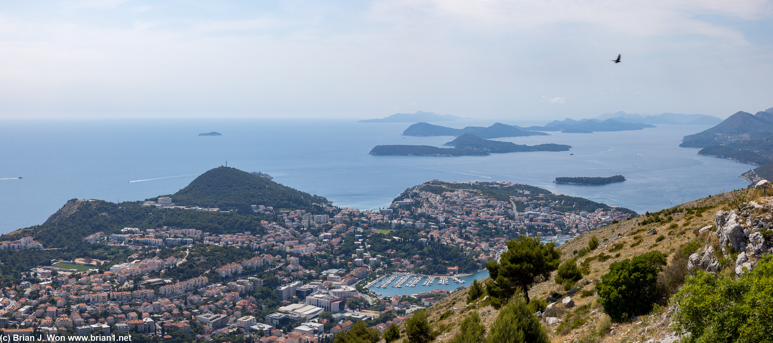 From the top of Mt. Srd, towards modern Dubrovnik.