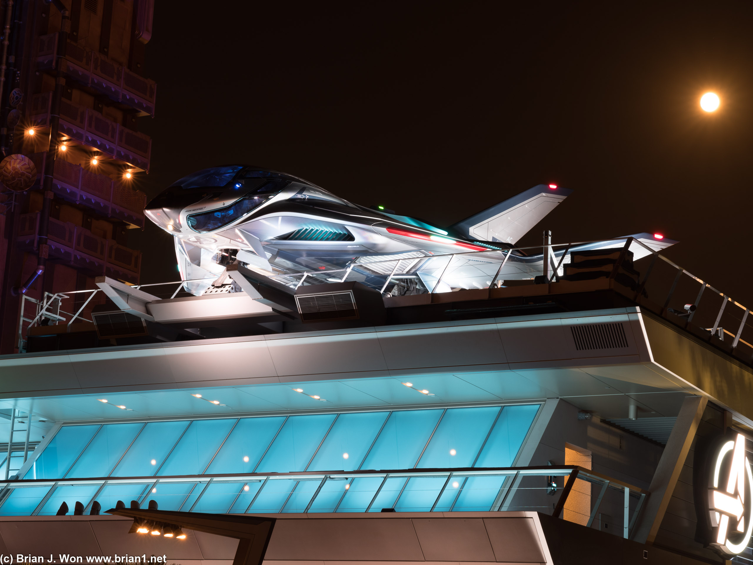 The Quinjet and the moon.