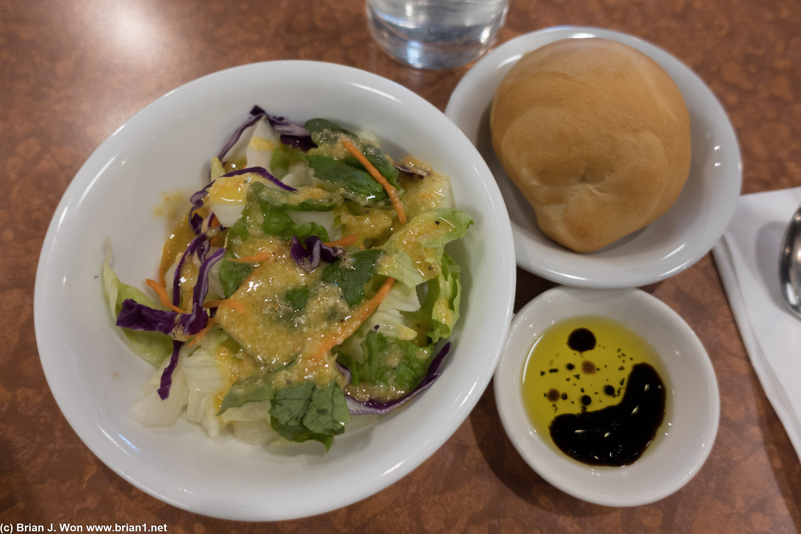 Salad and bread. Ordinary but works.