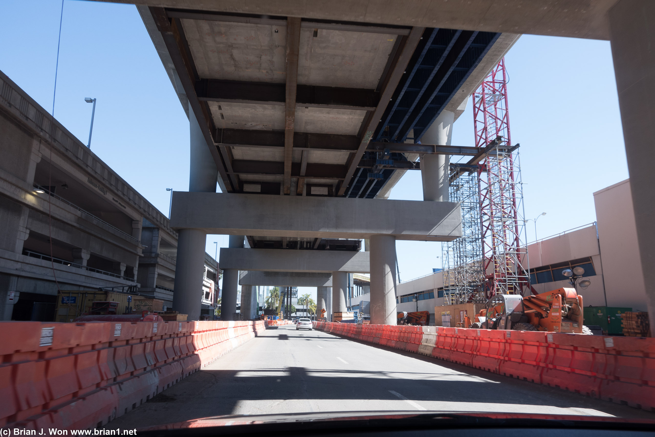 Driving under the automated people mover.