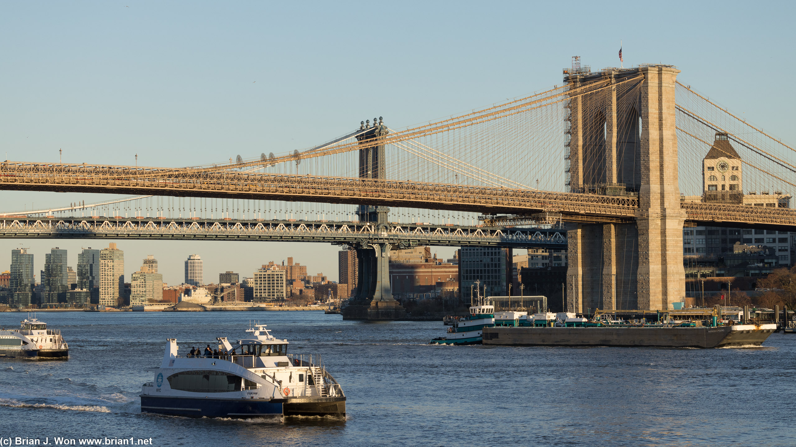 The East River is a busy place.