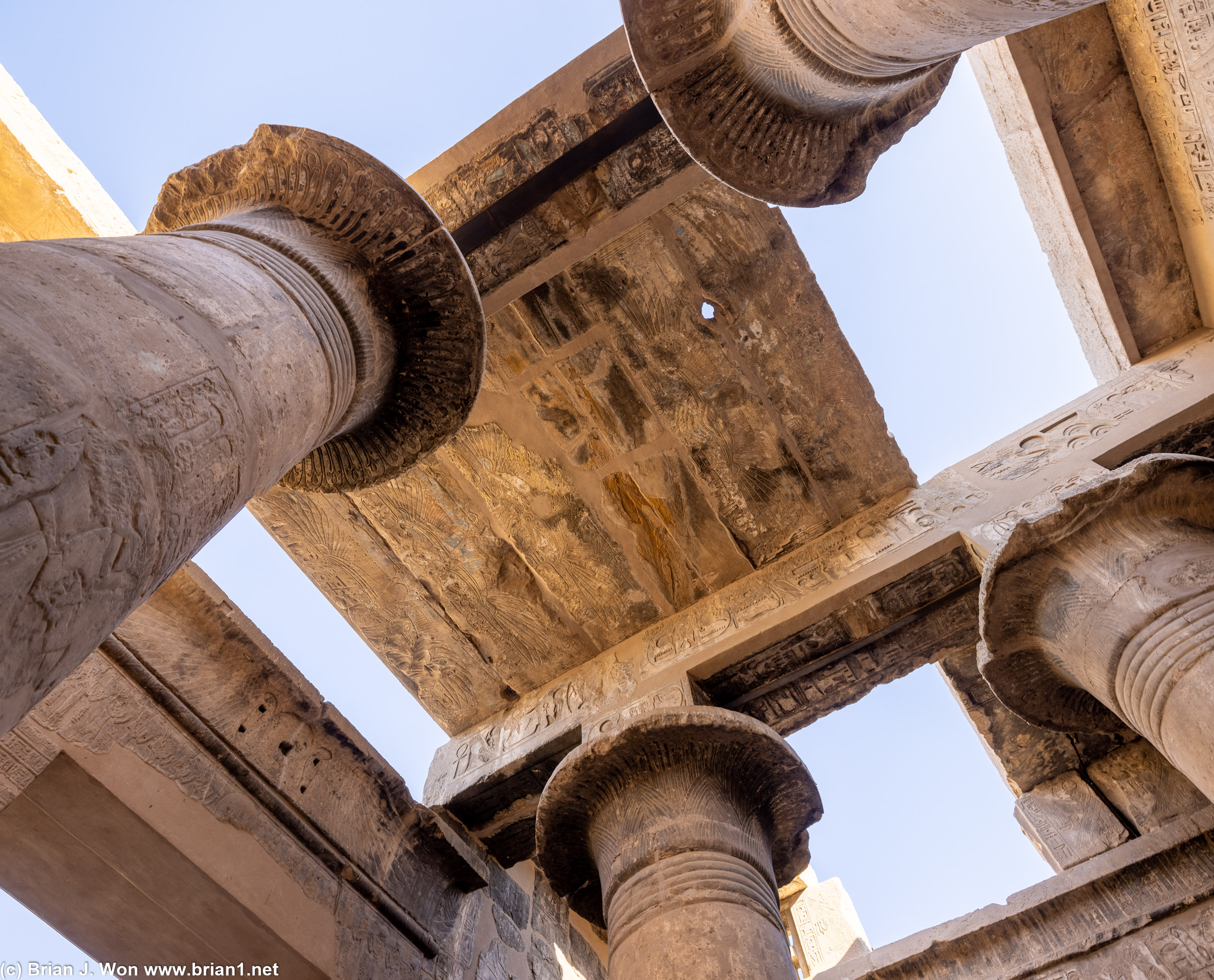 Elaborate stone ceilings inside Karnack Temple Complex.