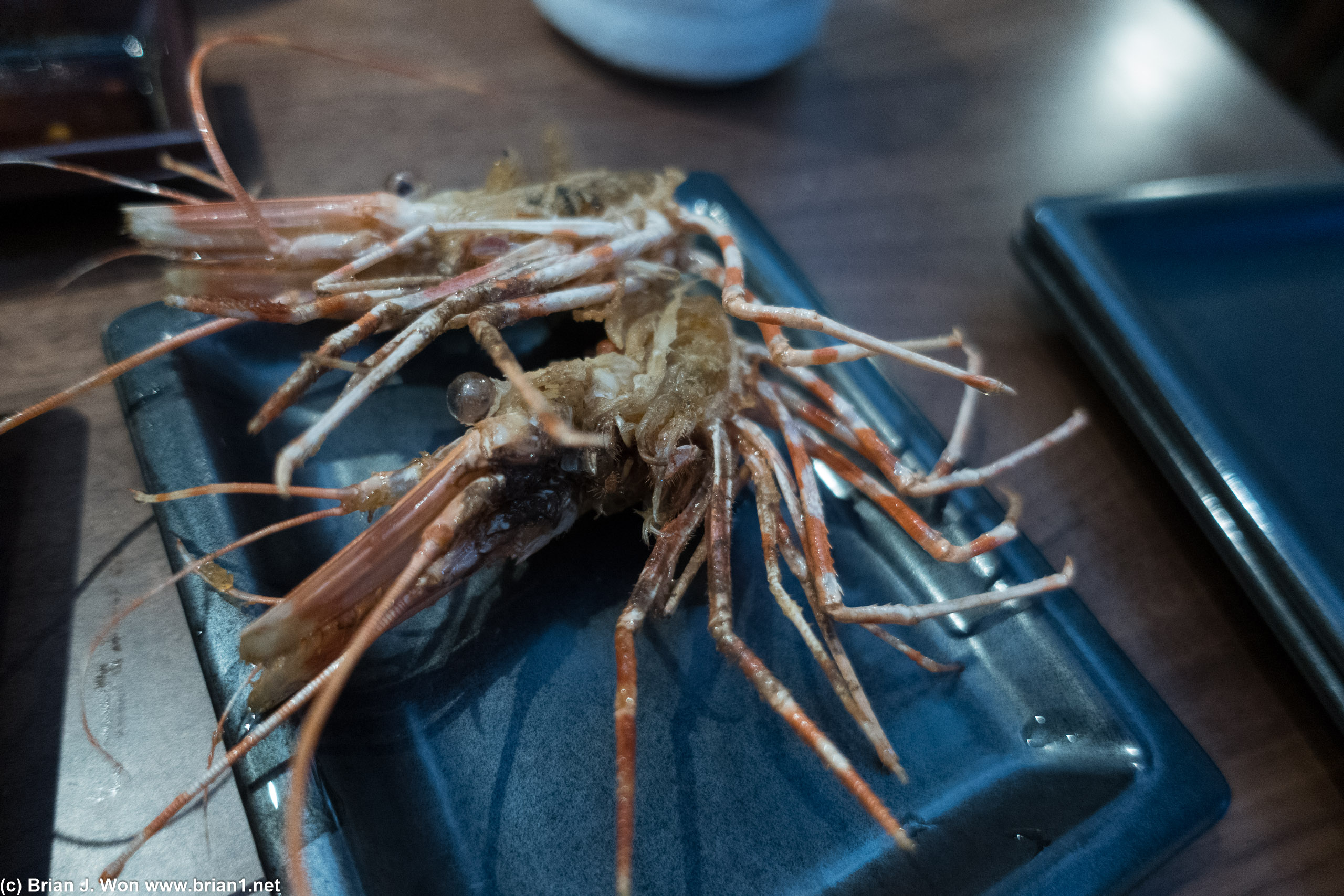The shrimp heads, deep fried.