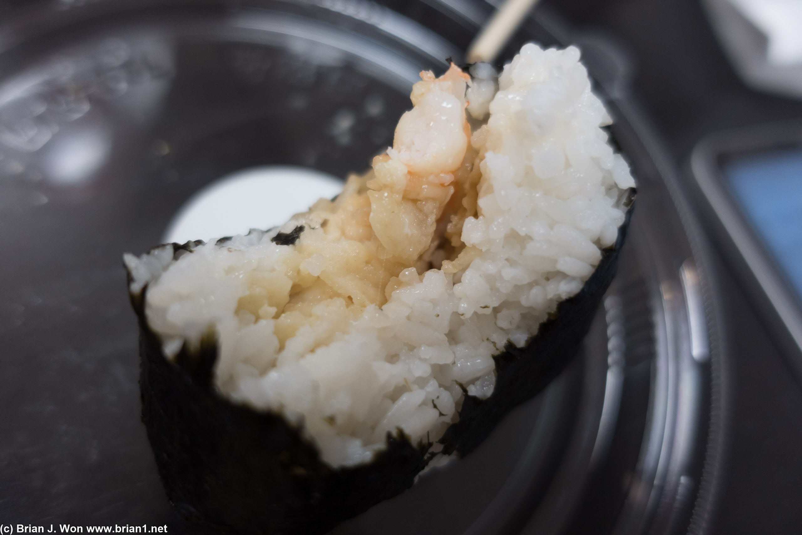 Tempra shrimp rice ball.