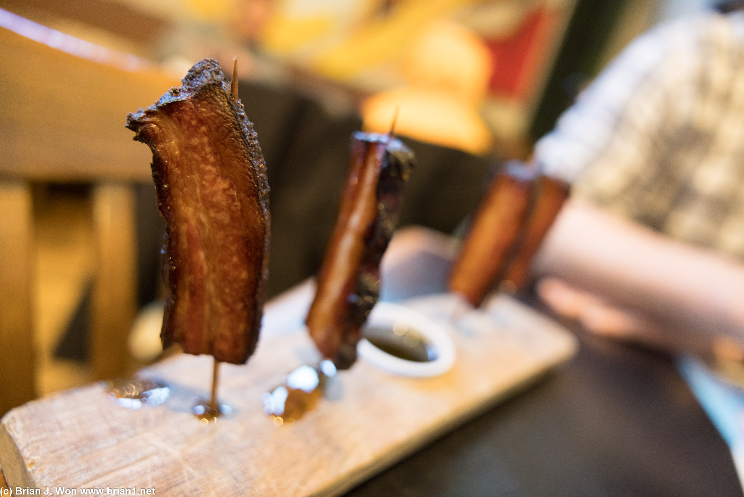 Pork belly on a stick at Against the Grain.