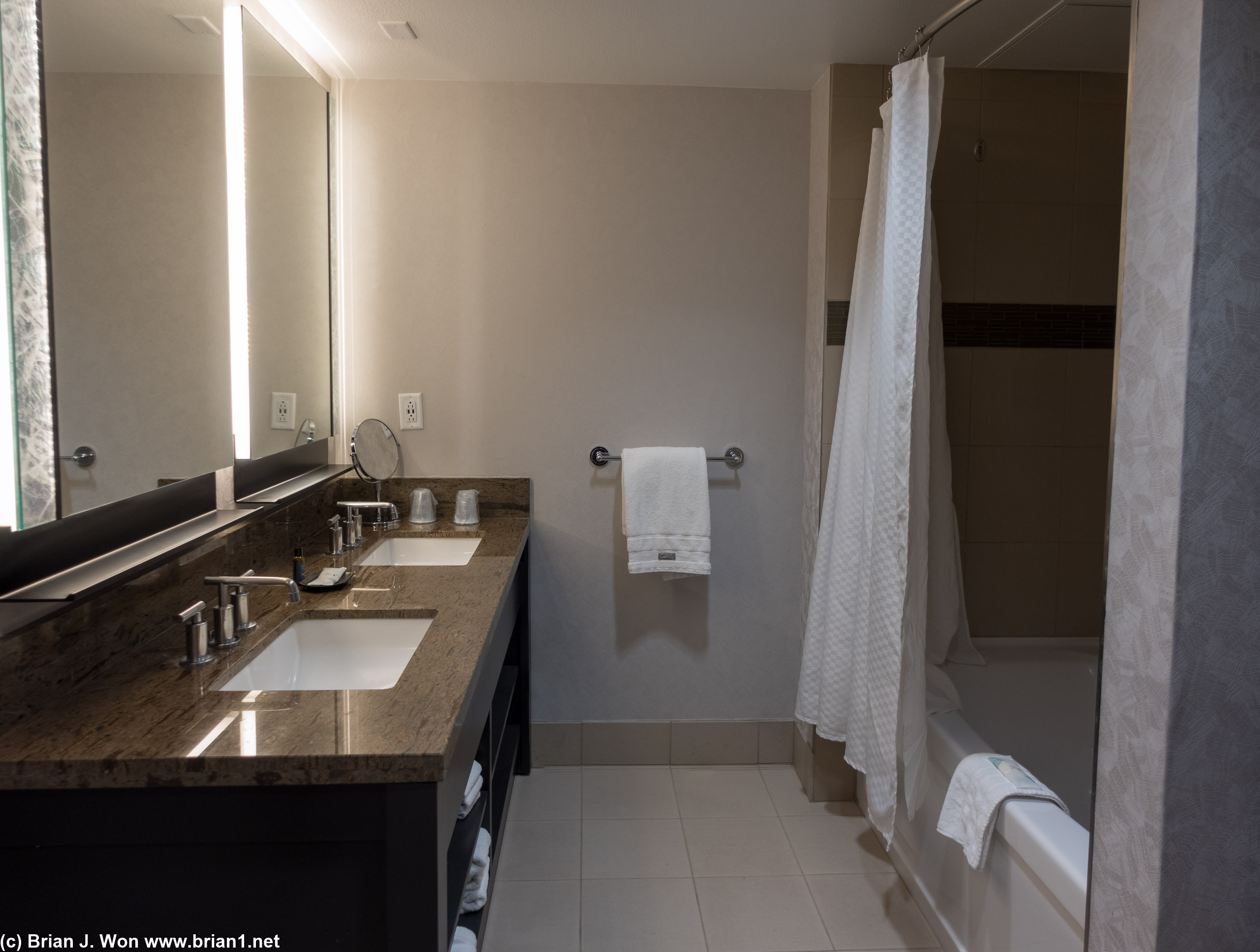 Bathroom in one of two 2-bedroom penthouse suites at the Westin Monache.