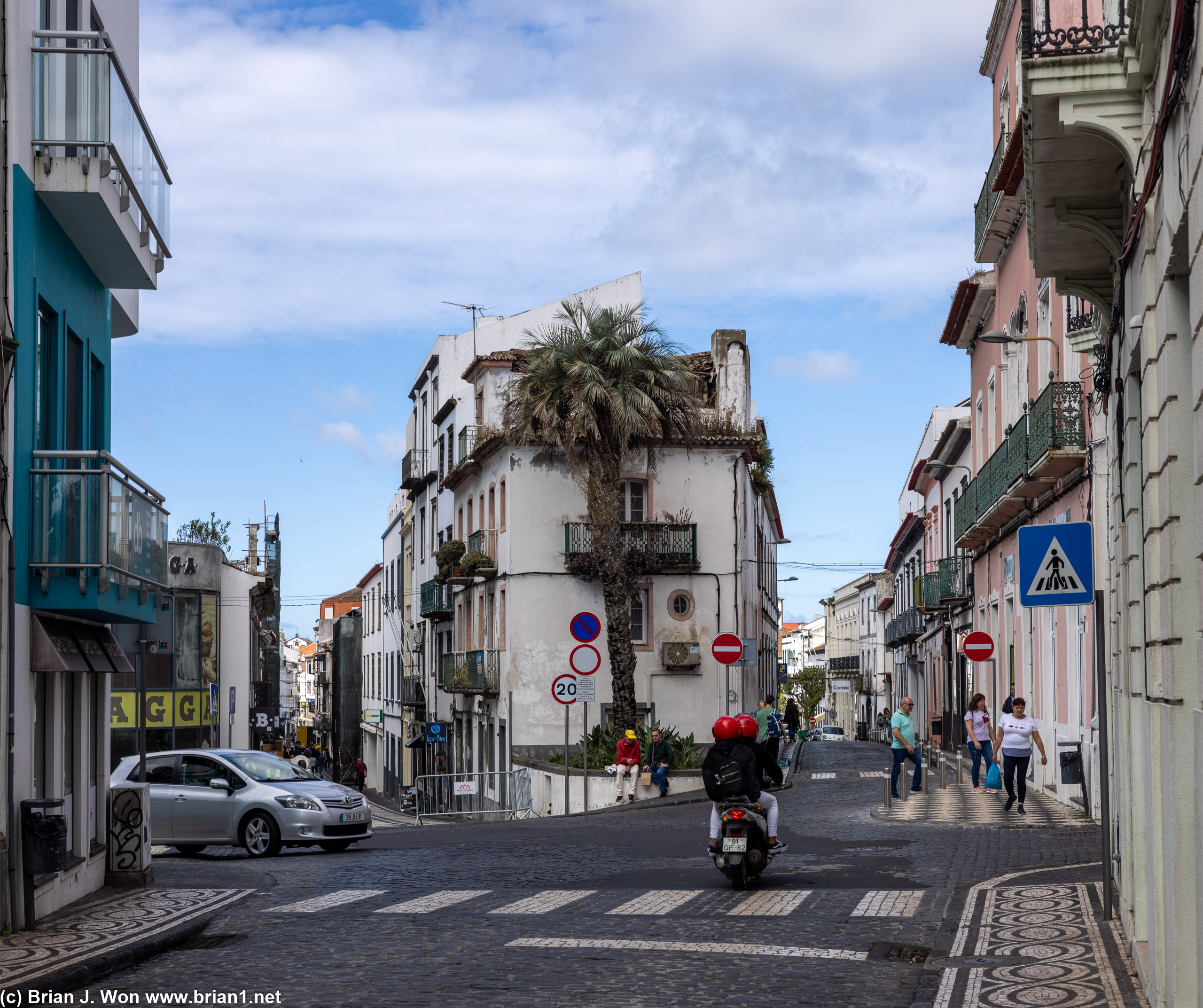 The narrow streets of Ponta Delgada.