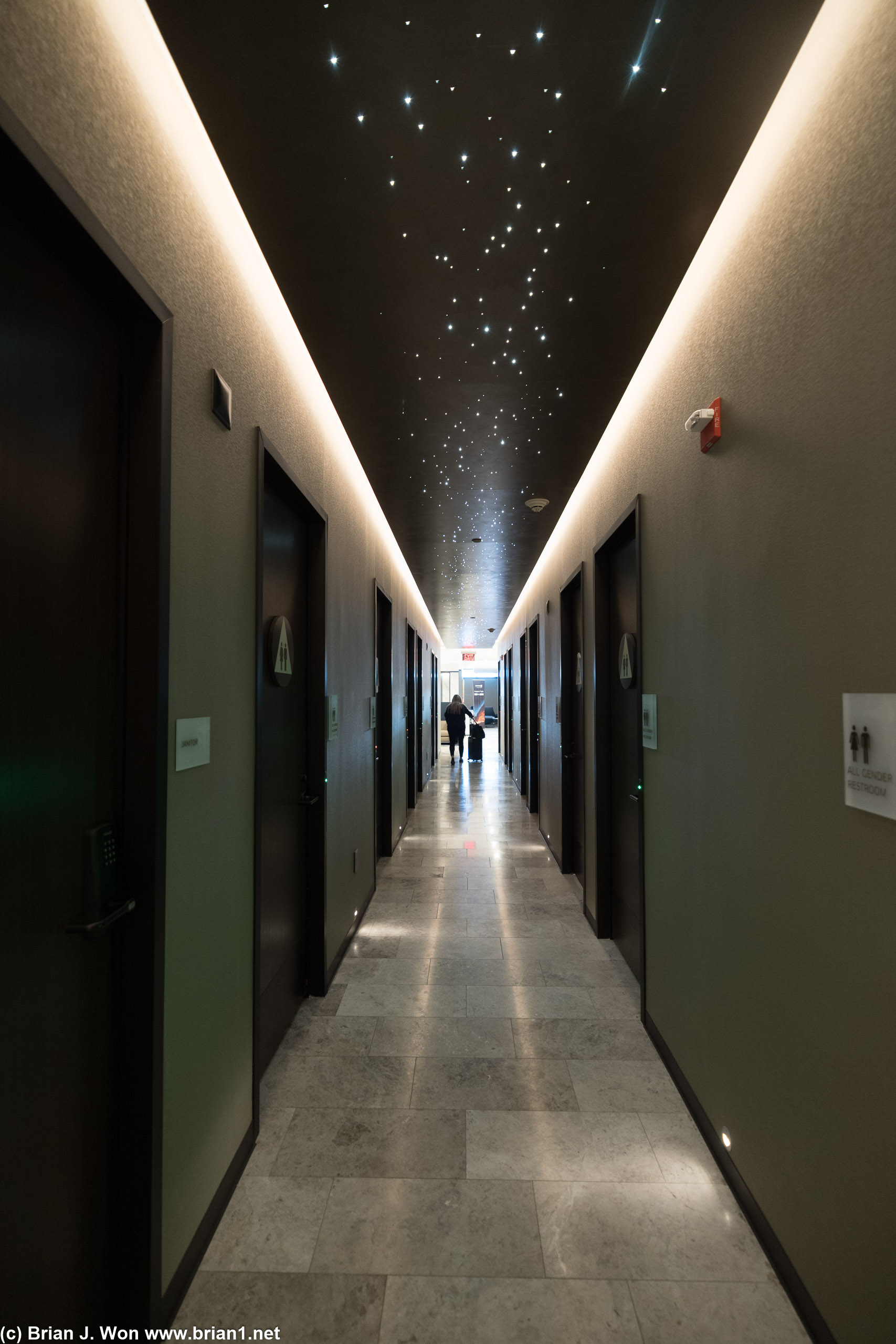 The hallway full of stars (and bathrooms).
