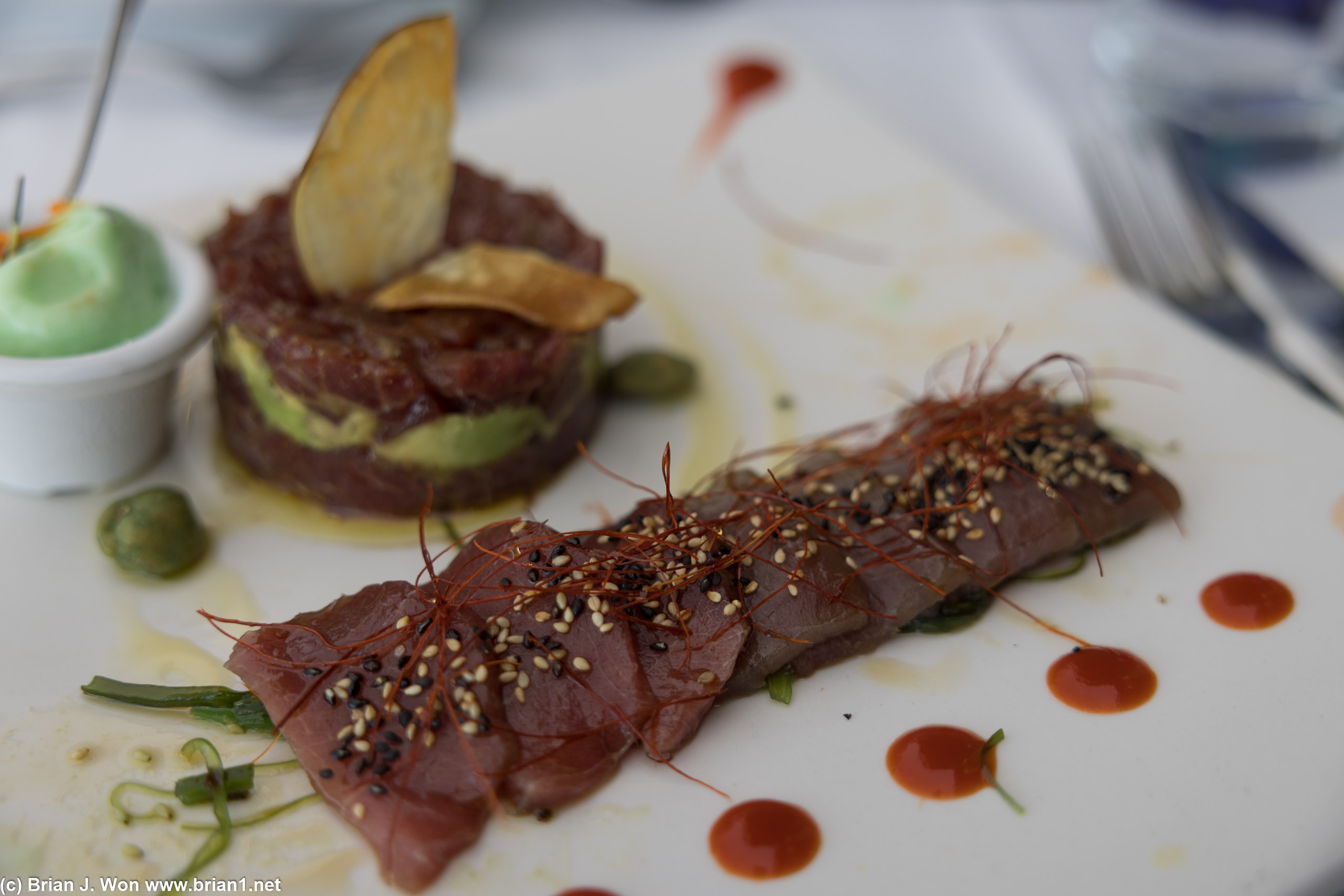 Tuna belly and tuna tartare, the latter again quite substantial with the avocado paste.