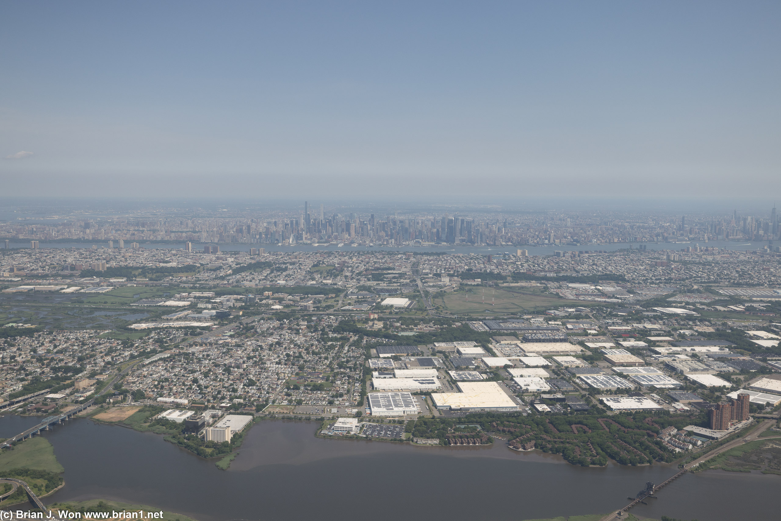 Final approach with Manhattan in the distance.