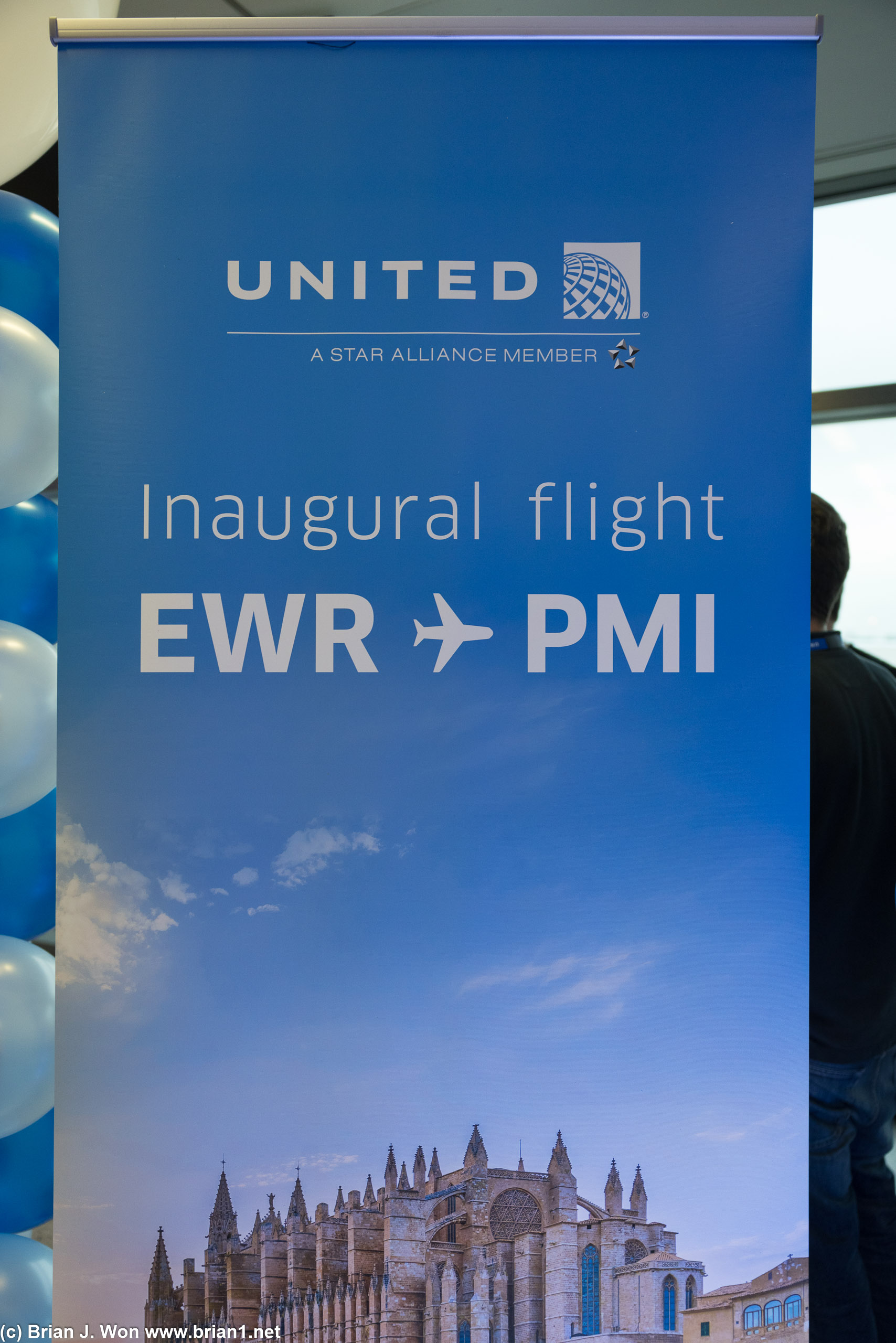 Inaugural flight signage, EWR-PMI.