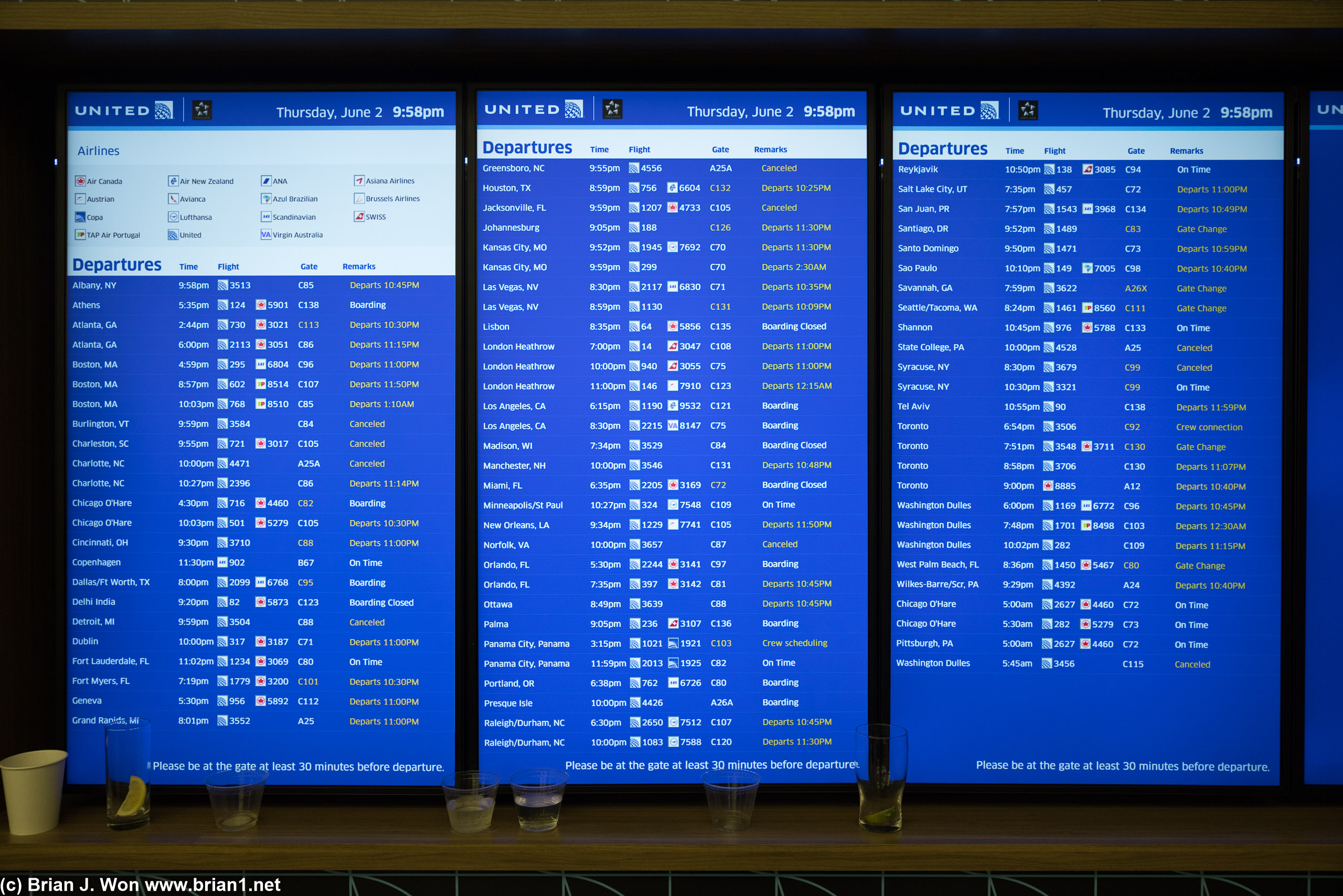 Flight board shows so many delays. ;_;