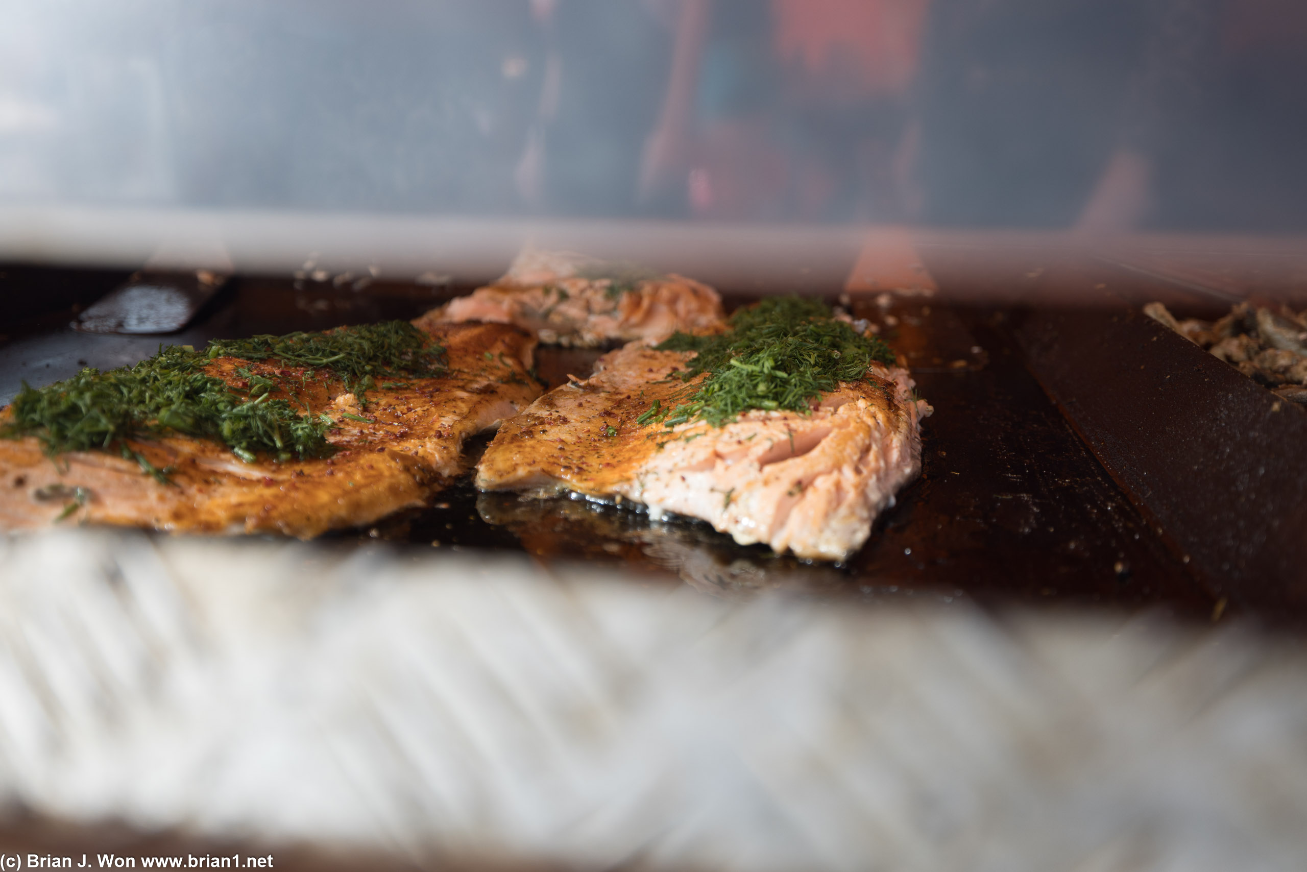 Salmon on the grill.