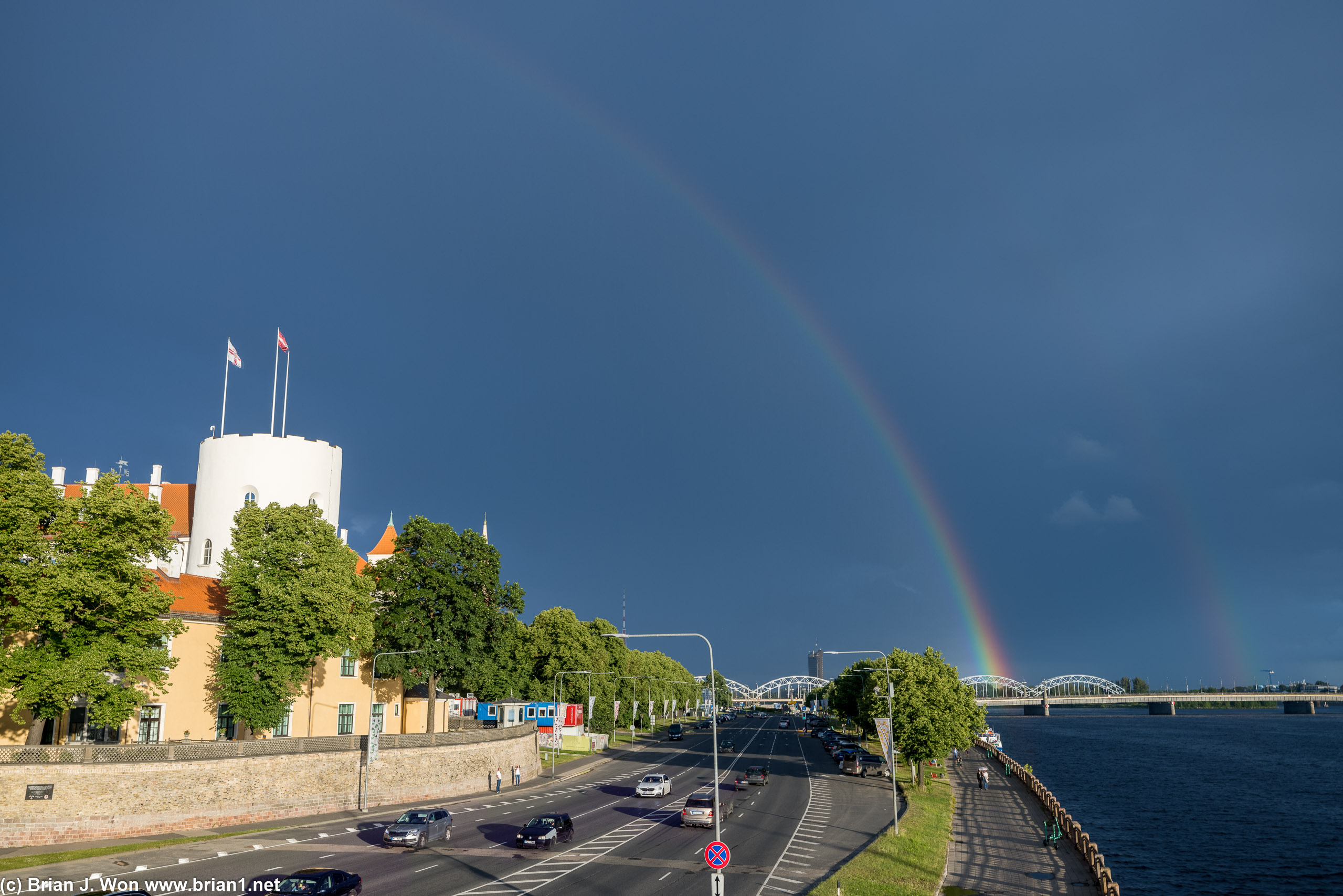 Double rainbow over Riga Castle.