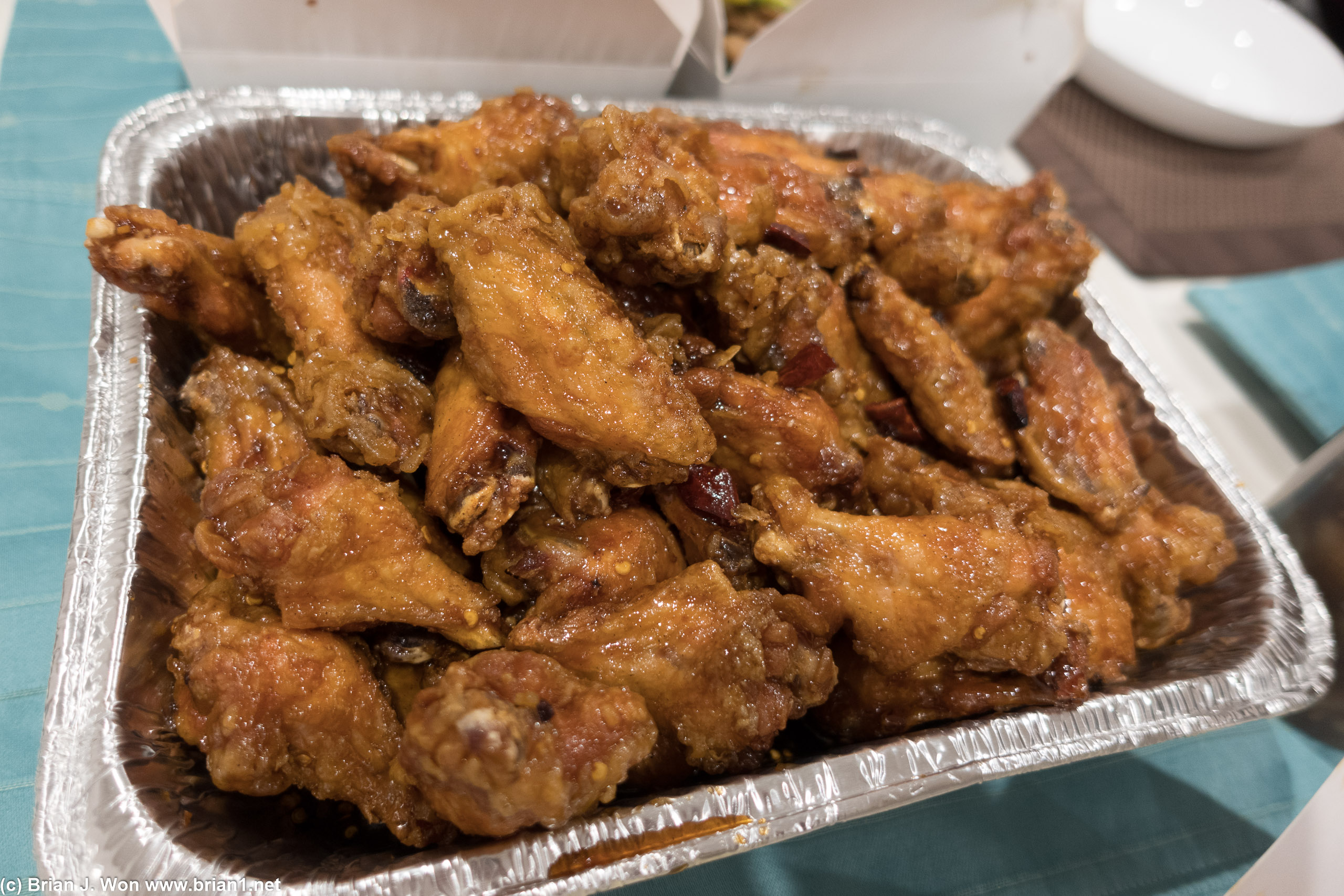 5 orders of chicken wings = party tray.