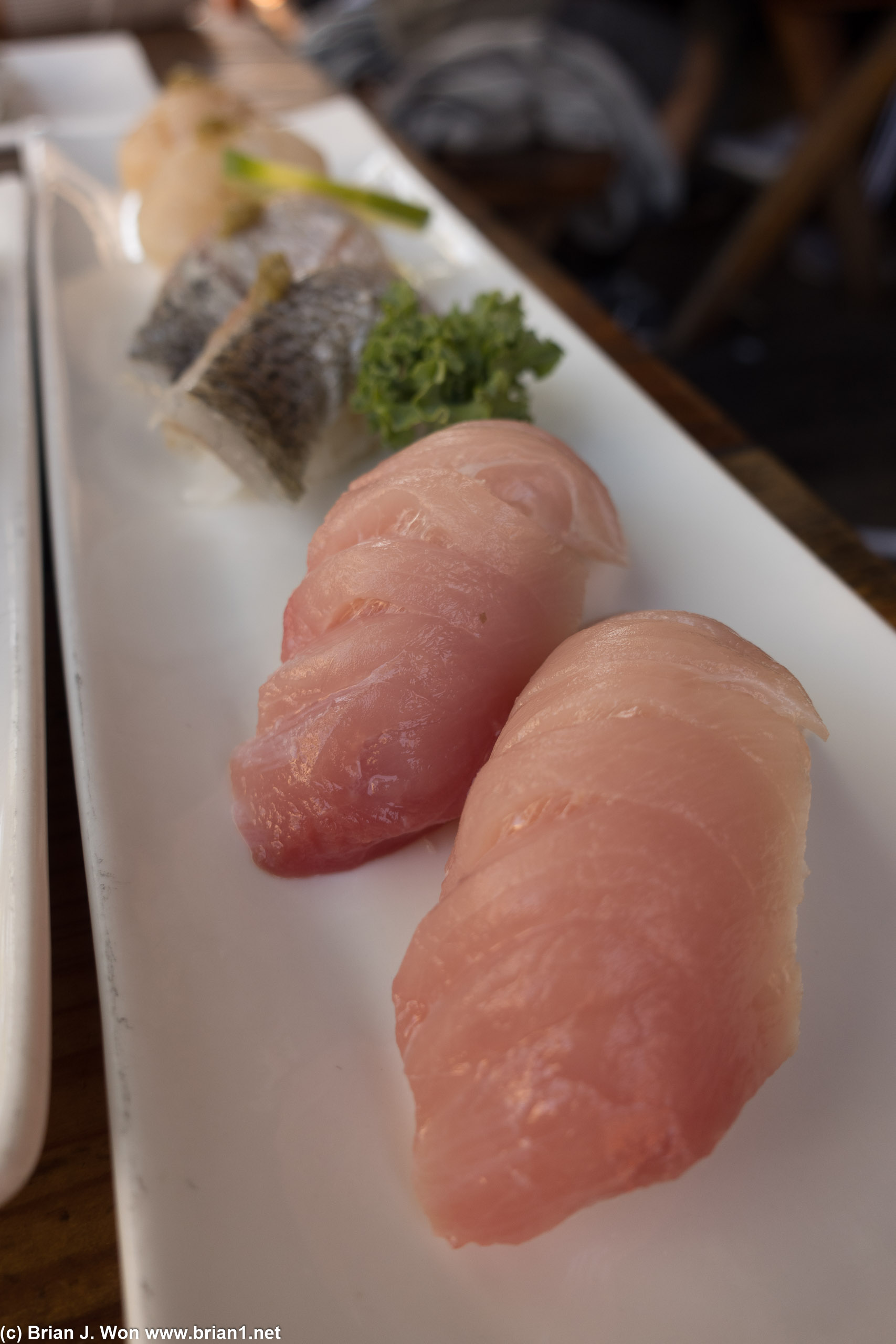 Hamachi (yellowtail) in the front.